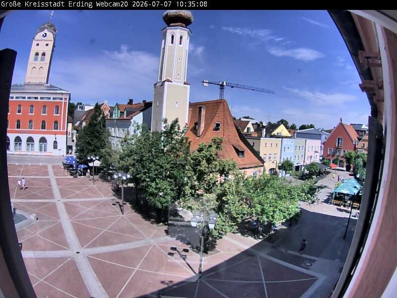 Archived image Webcam City center of Erding and the local city tower