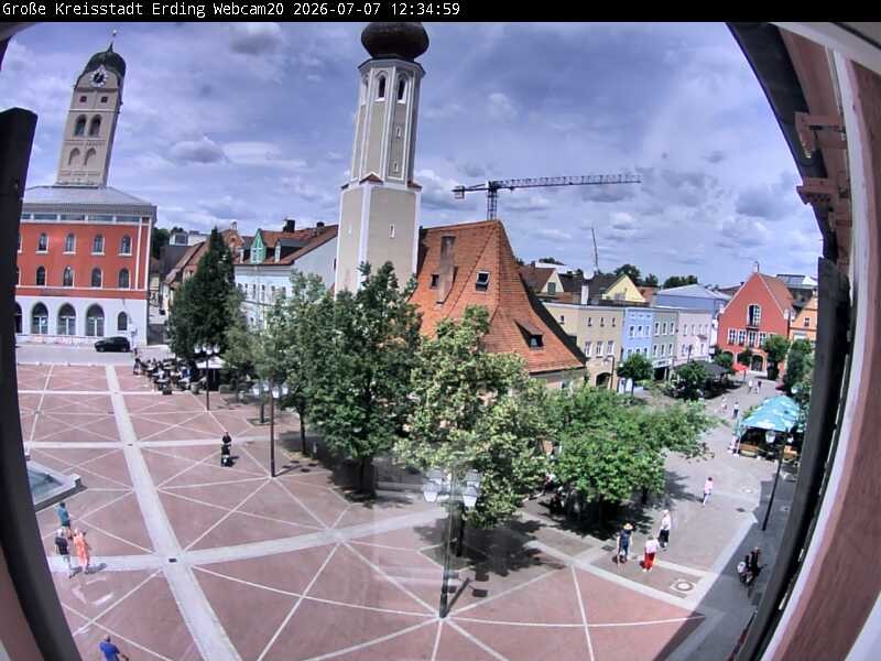 Archived image Webcam City center of Erding and the local city tower