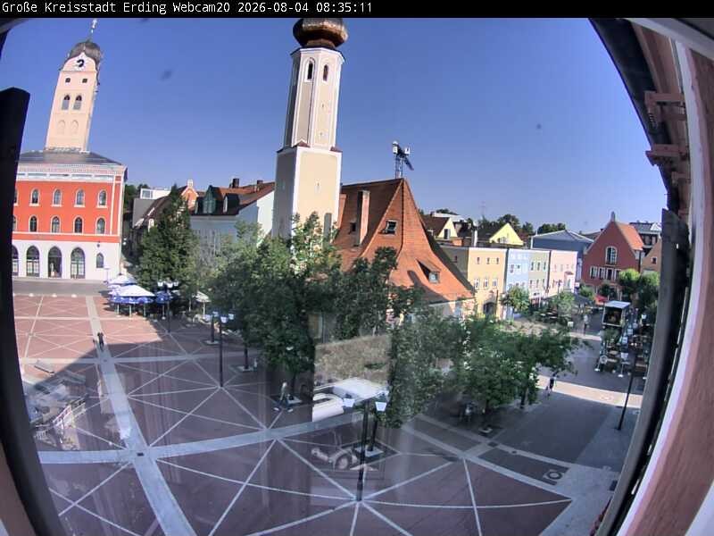 Archived image Webcam City center of Erding and the local city tower