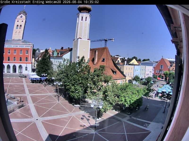 Archived image Webcam City center of Erding and the local city tower