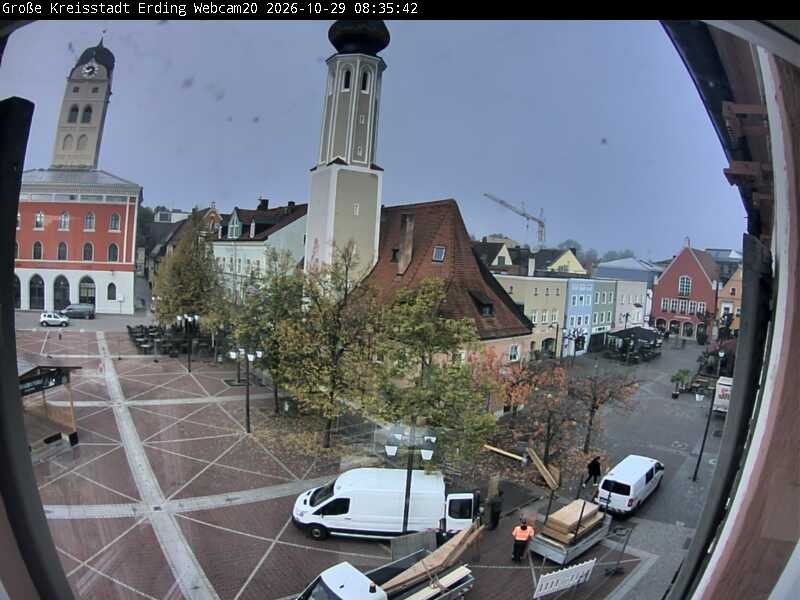 Archiv Foto Webcam Erding: Stadtturm, Kirche und Fußgängerzone