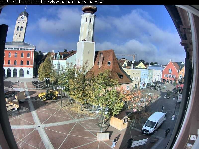Archiv Foto Webcam Erding: Stadtturm, Kirche und Fußgängerzone
