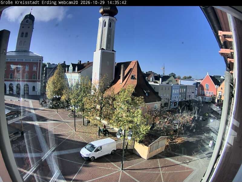 Archiv Foto Webcam Erding: Stadtturm, Kirche und Fußgängerzone