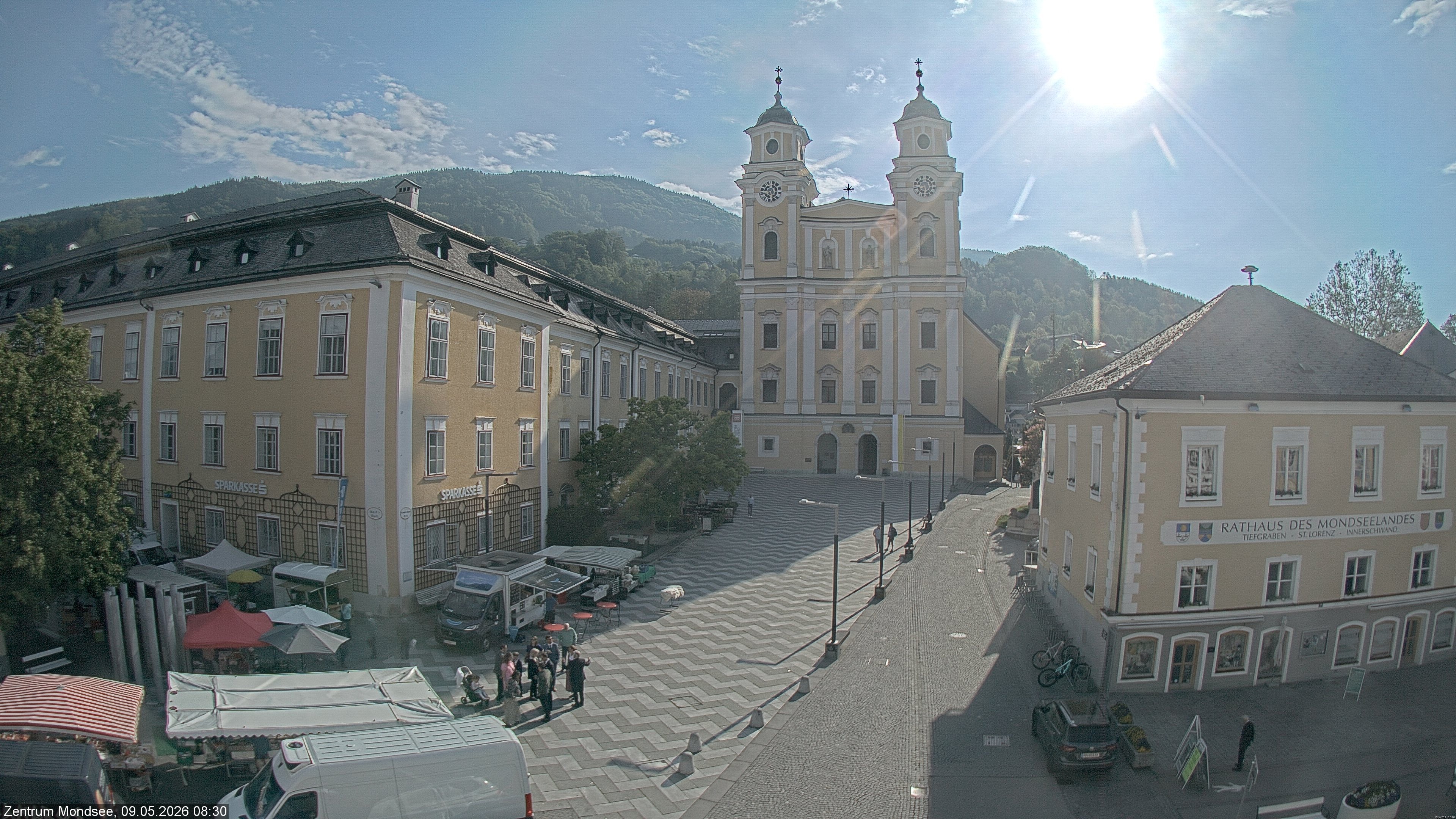 Archiv Foto Webcam Blick auf den Stadtplatz von Mondsee