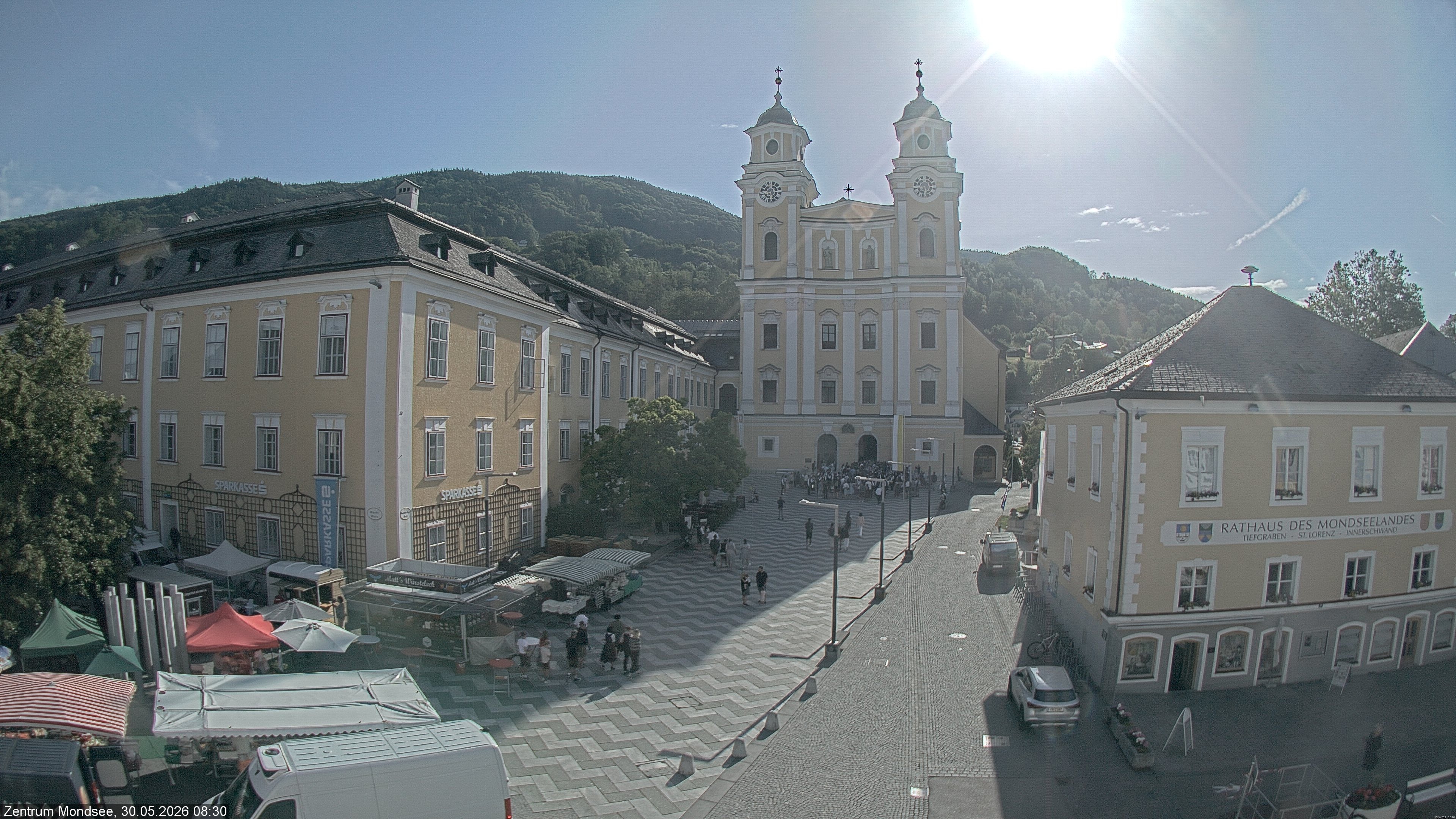 Archiv Foto Webcam Blick auf den Stadtplatz von Mondsee