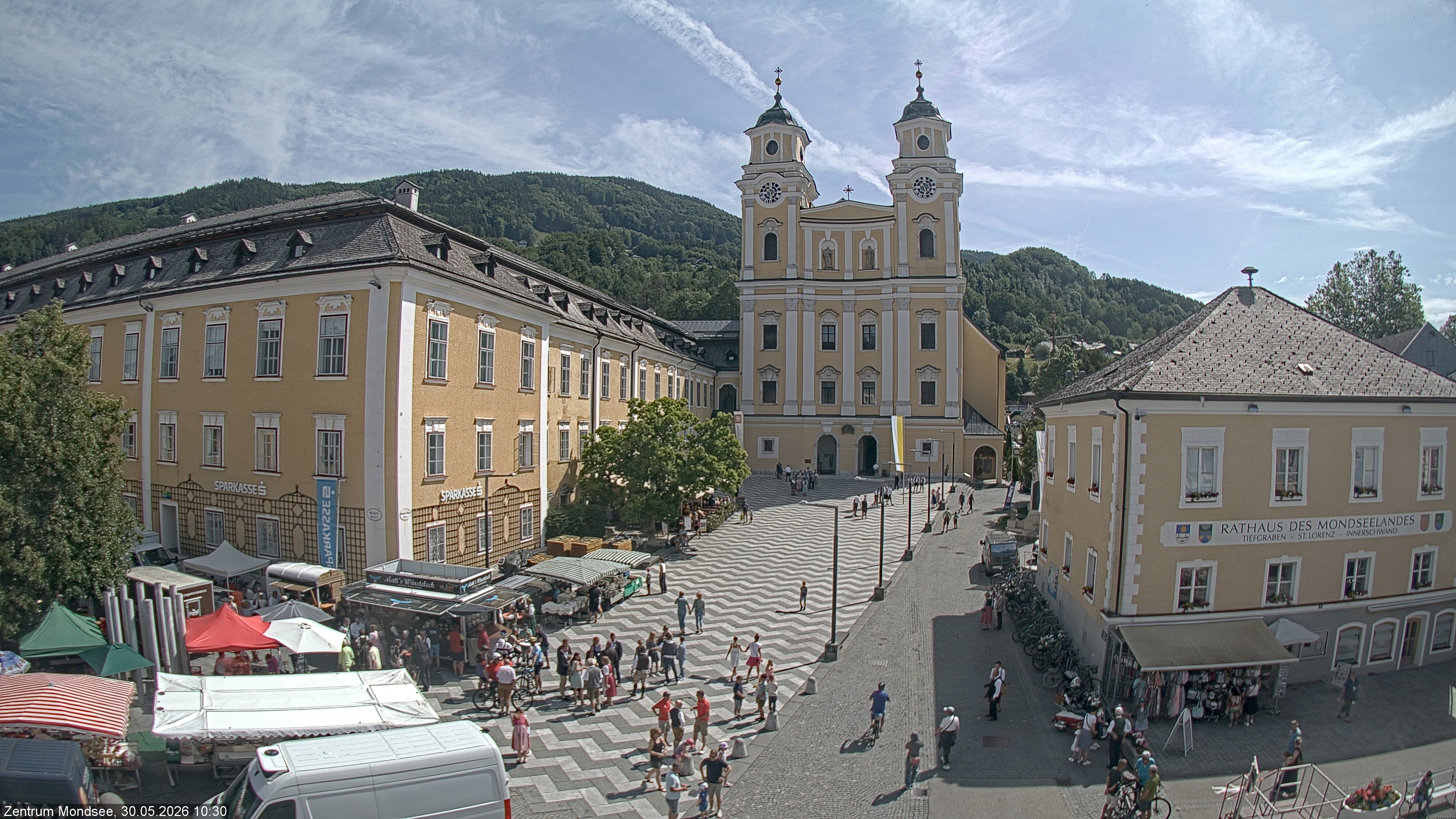 Archiv Foto Webcam Blick auf den Stadtplatz von Mondsee