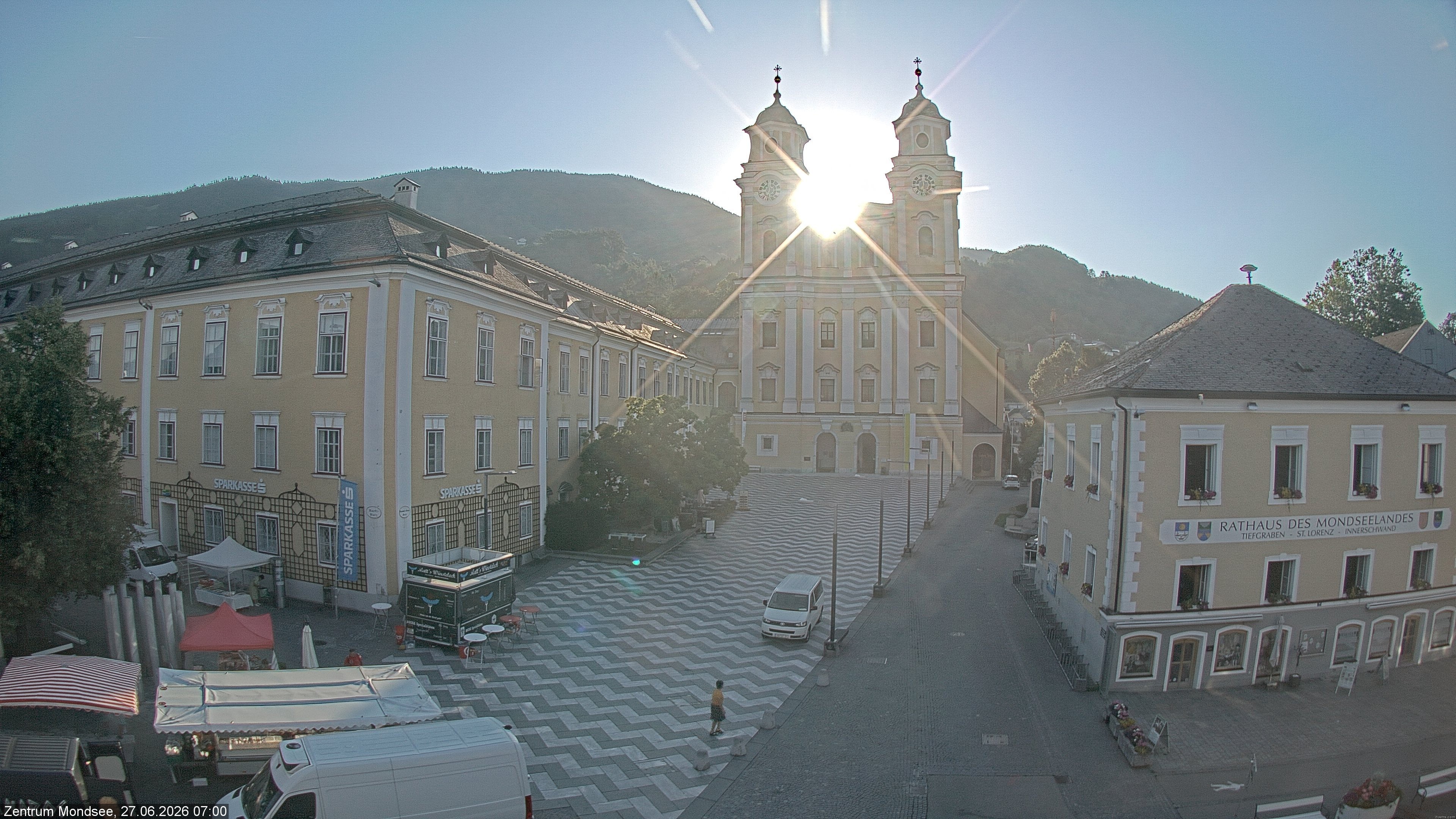 Archiv Foto Webcam Blick auf den Stadtplatz von Mondsee