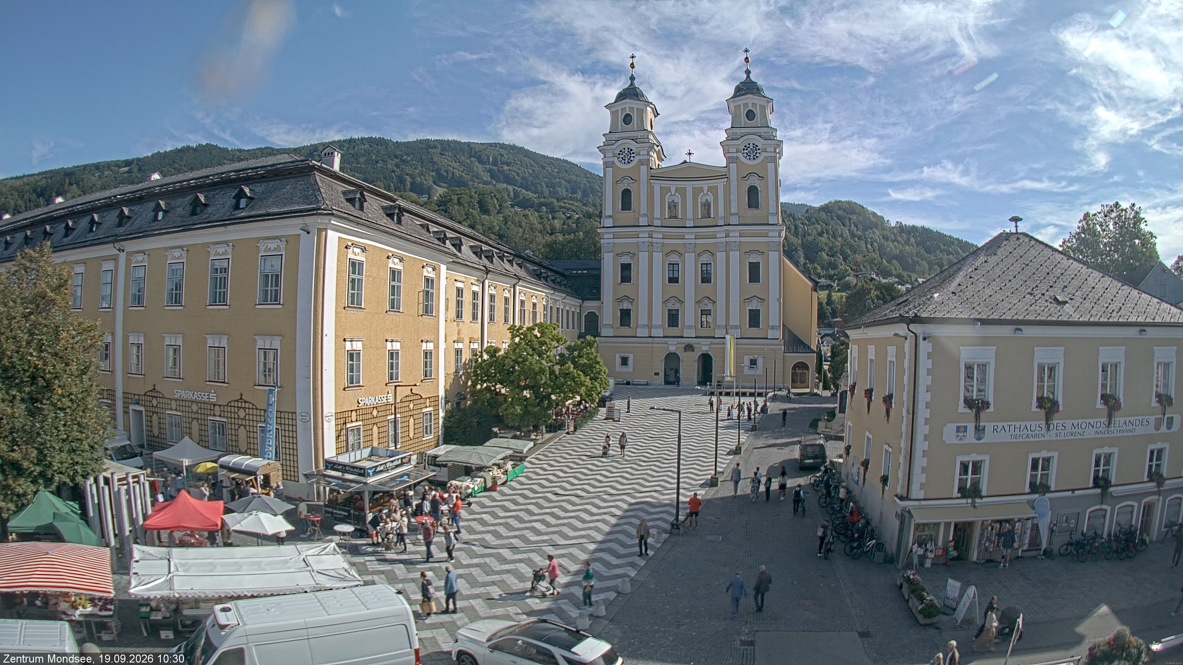 Archiv Foto Webcam Blick auf den Stadtplatz von Mondsee