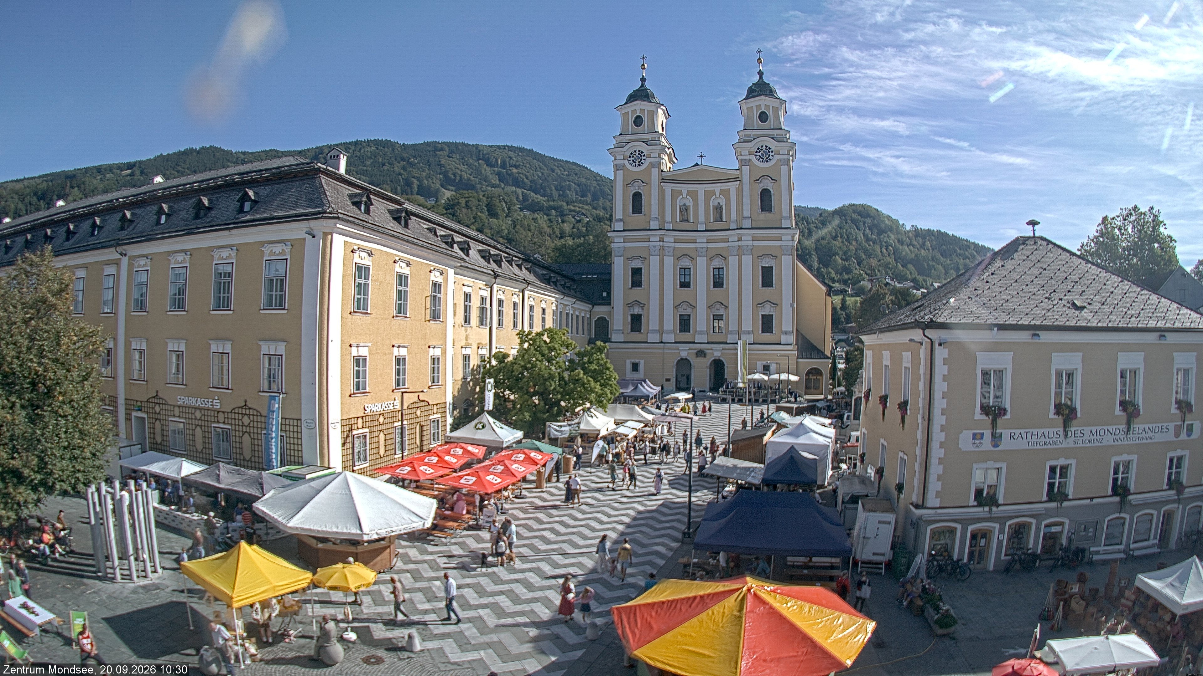 Archiv Foto Webcam Blick auf den Stadtplatz von Mondsee
