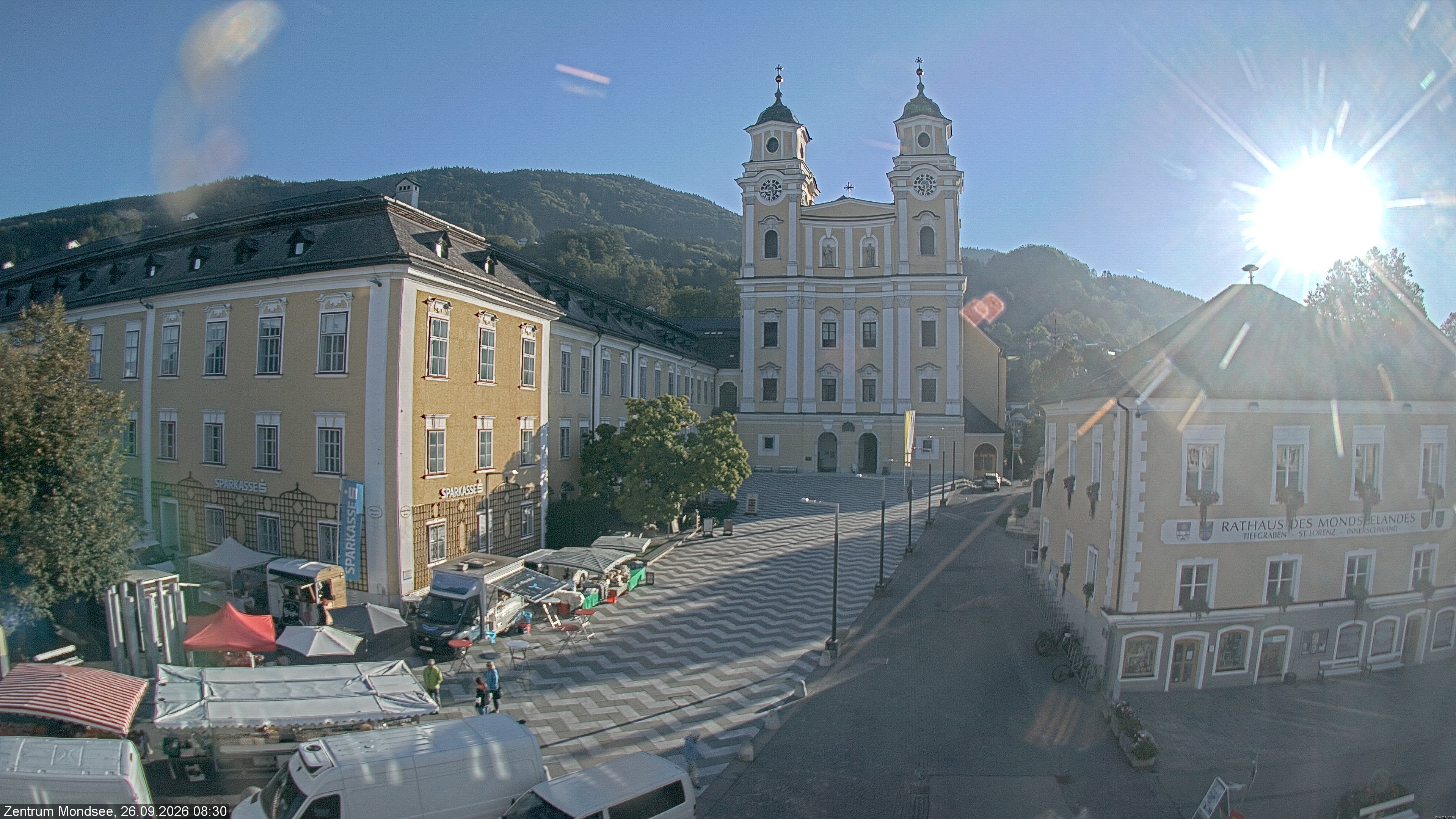 Archiv Foto Webcam Blick auf den Stadtplatz von Mondsee