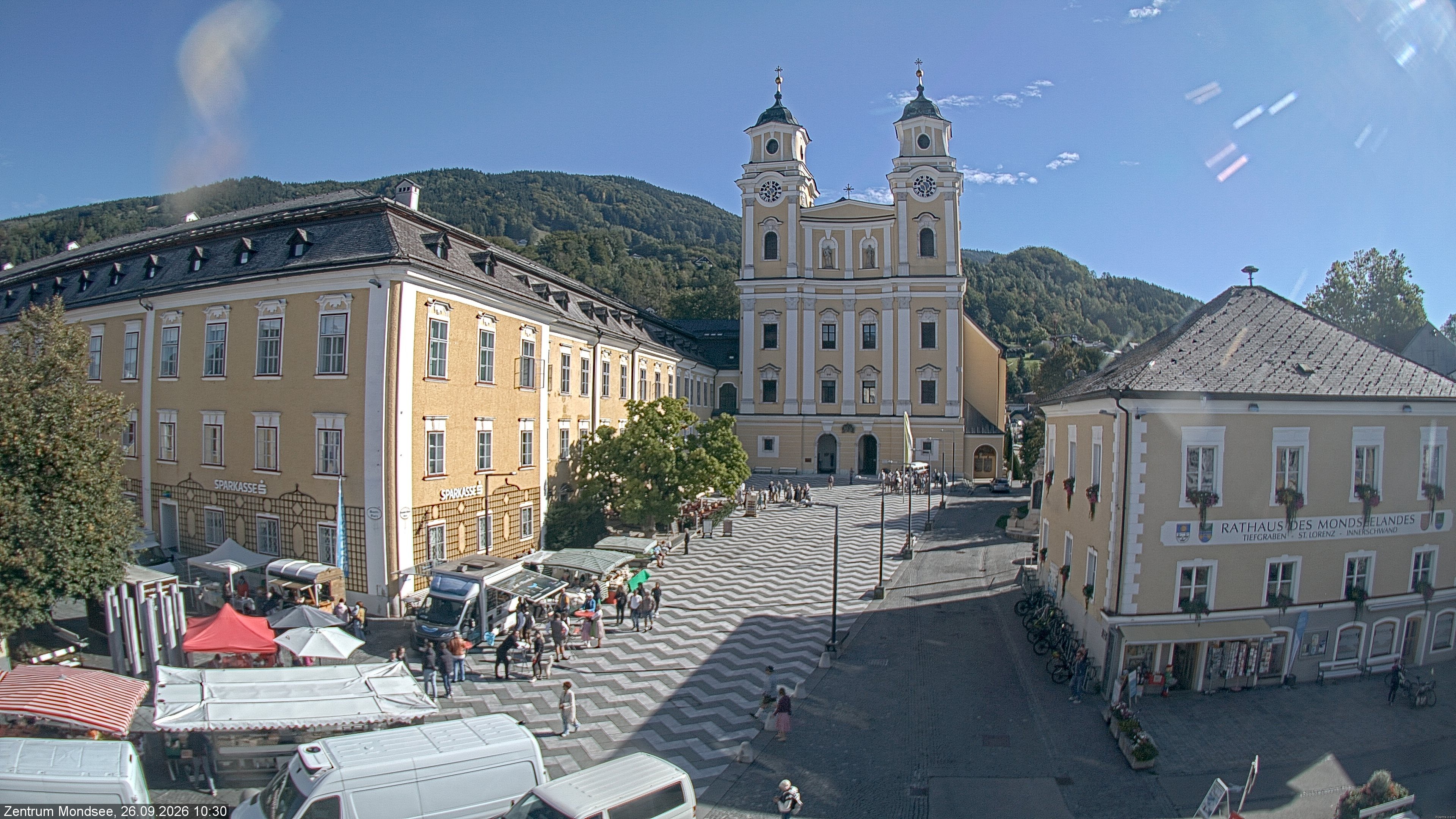 Archiv Foto Webcam Blick auf den Stadtplatz von Mondsee