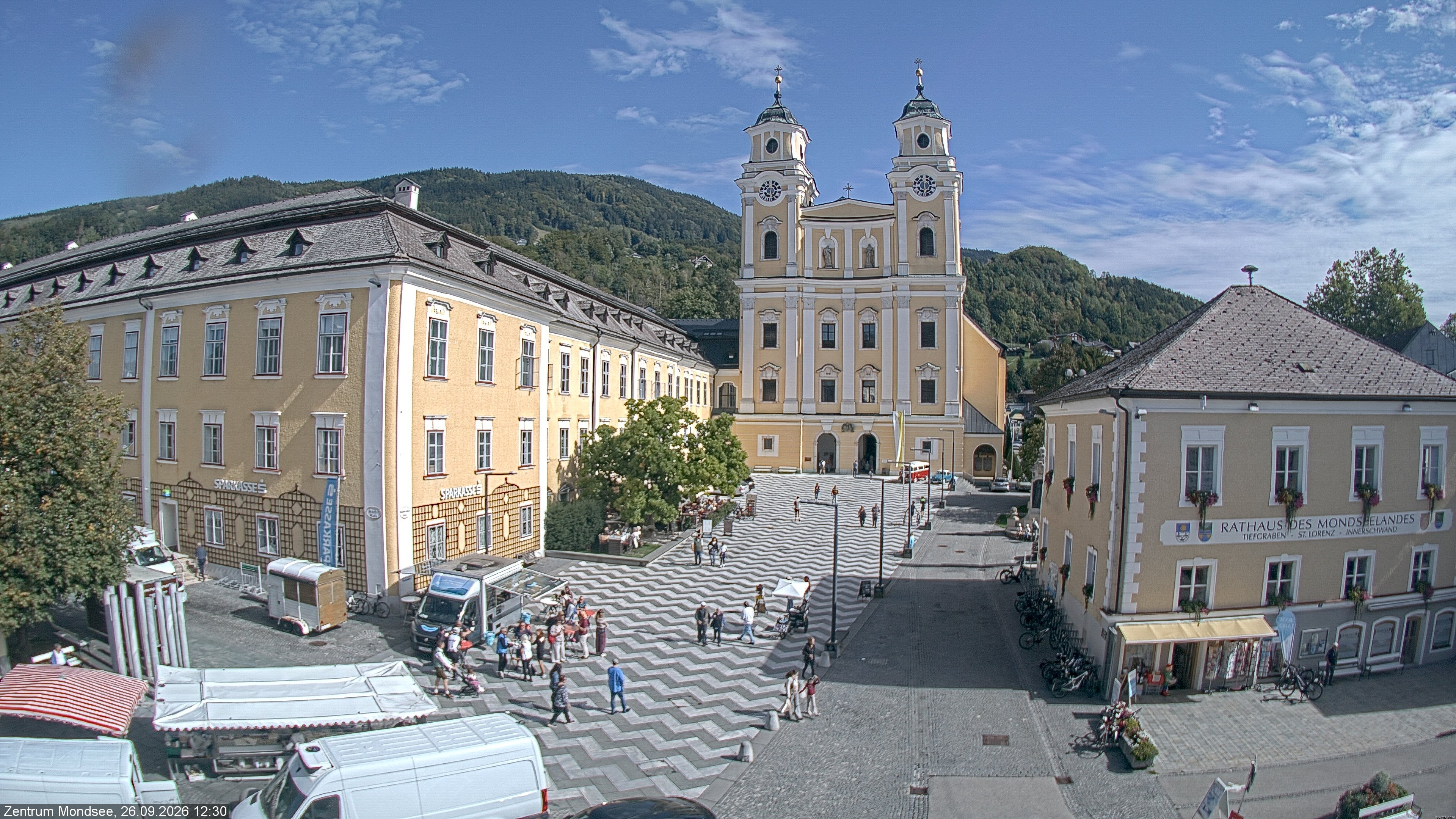 Archiv Foto Webcam Blick auf den Stadtplatz von Mondsee
