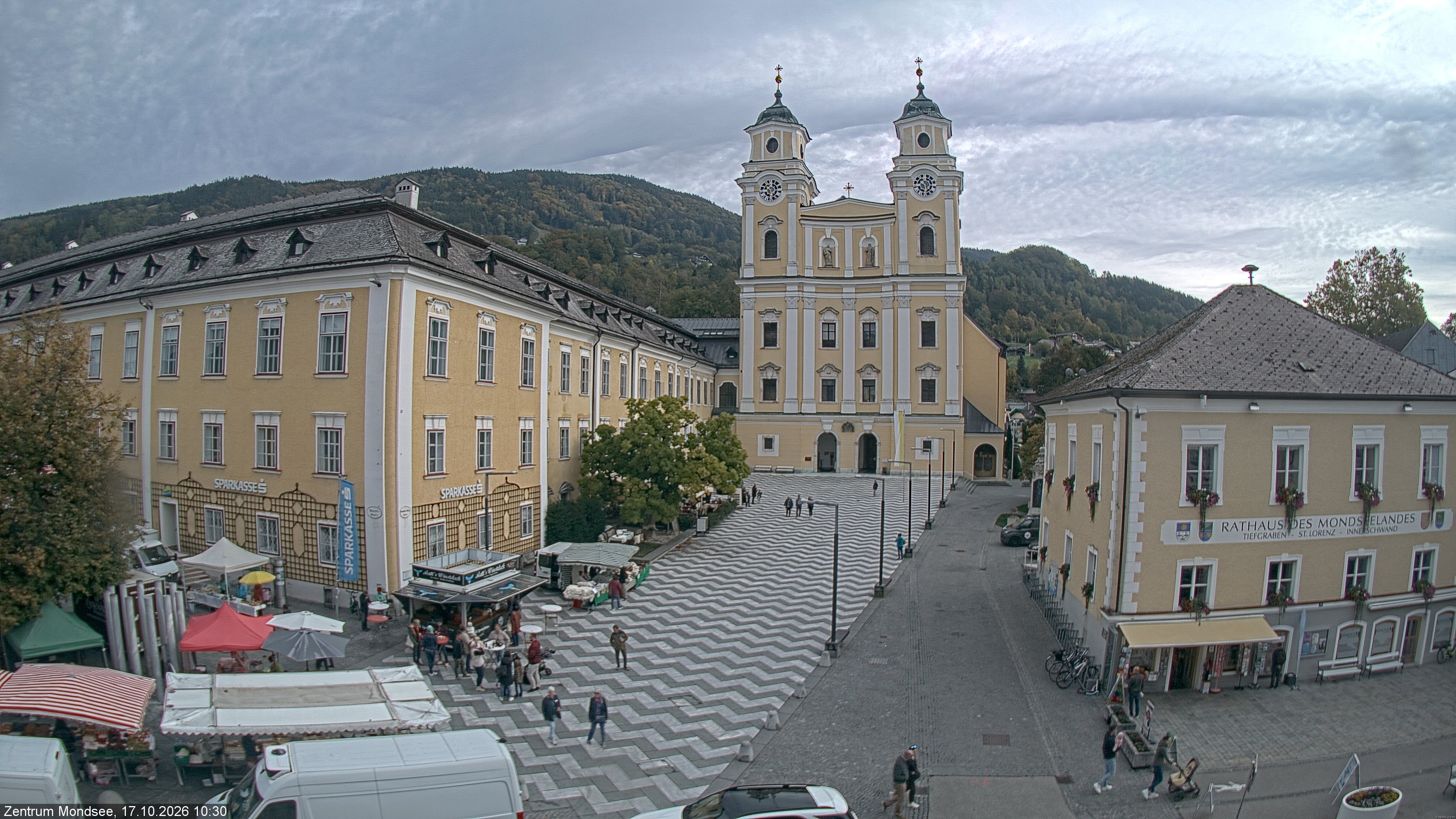 Archiv Foto Webcam Blick auf den Stadtplatz von Mondsee