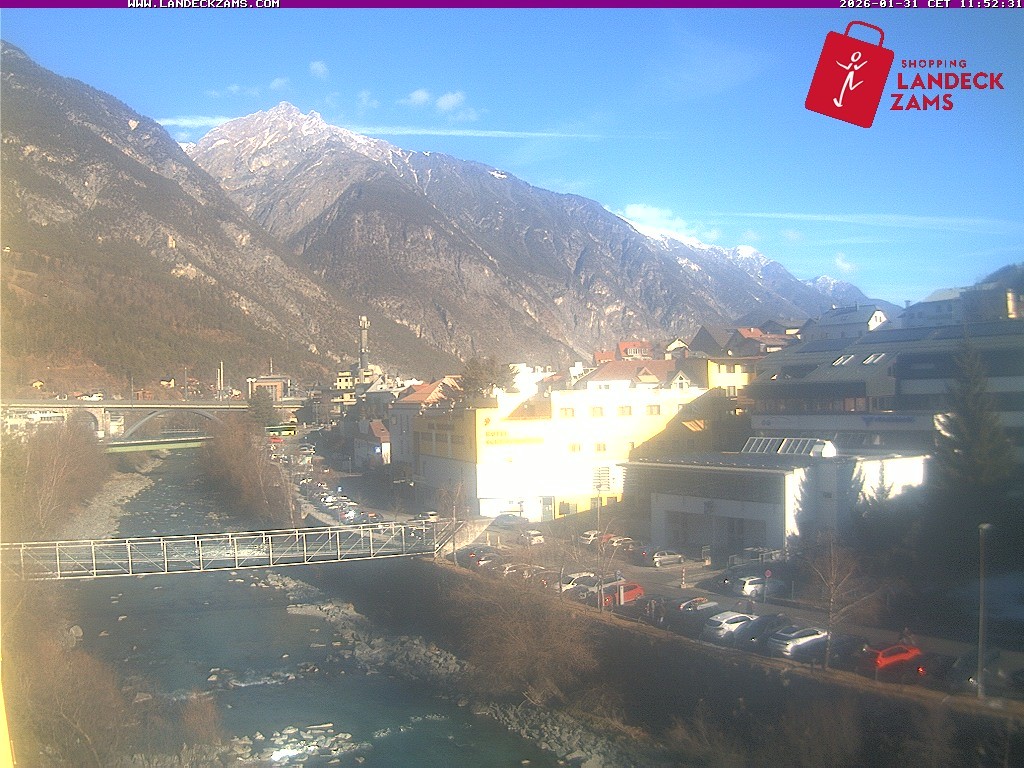 Archiv Foto Webcam Landeck: Blick auf den Inn