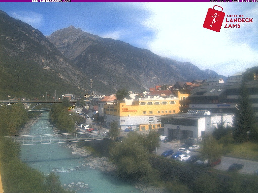 Archiv Foto Webcam Landeck: Blick auf den Inn