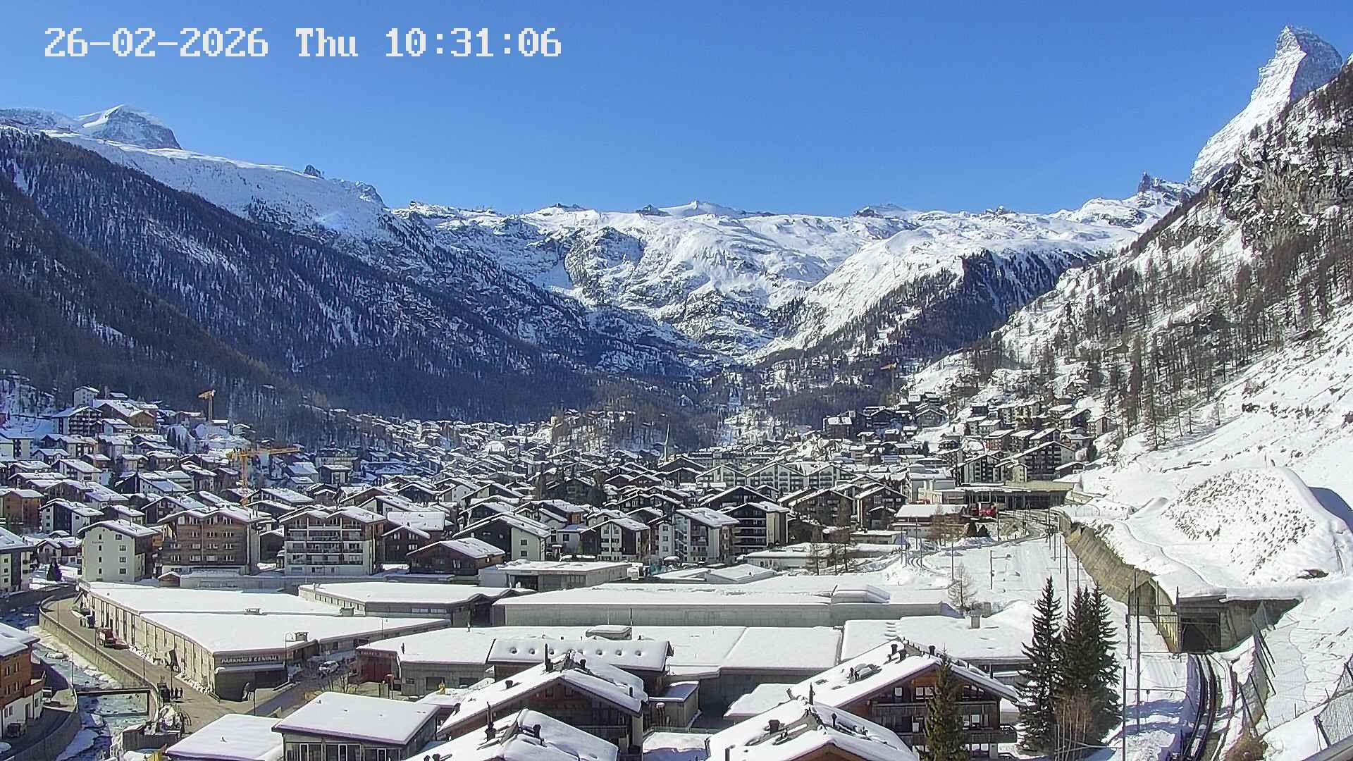 Archiv Foto Webcam Zermatt: Blick auf das Dorf