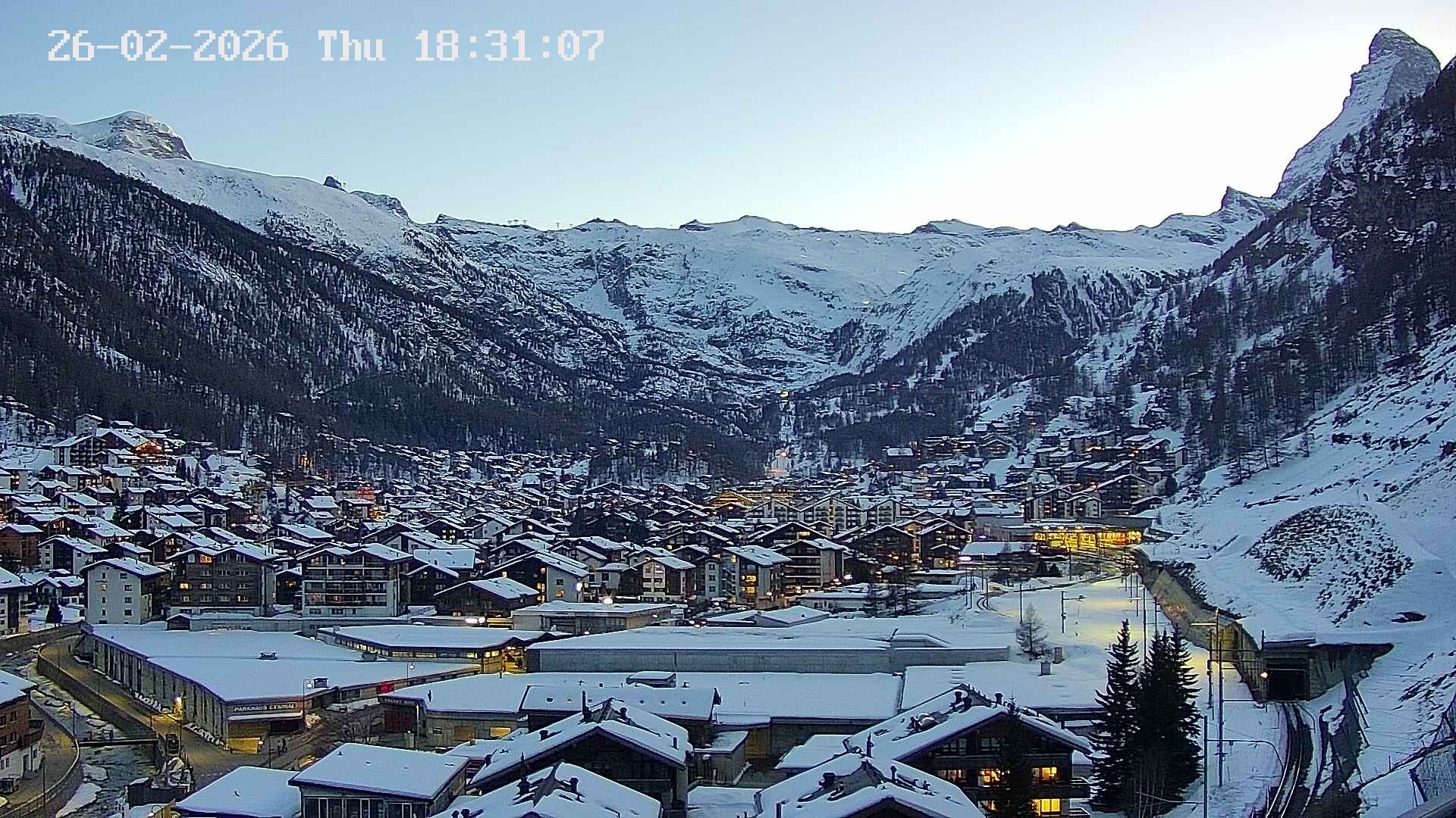 Archiv Foto Webcam Zermatt: Blick auf das Dorf