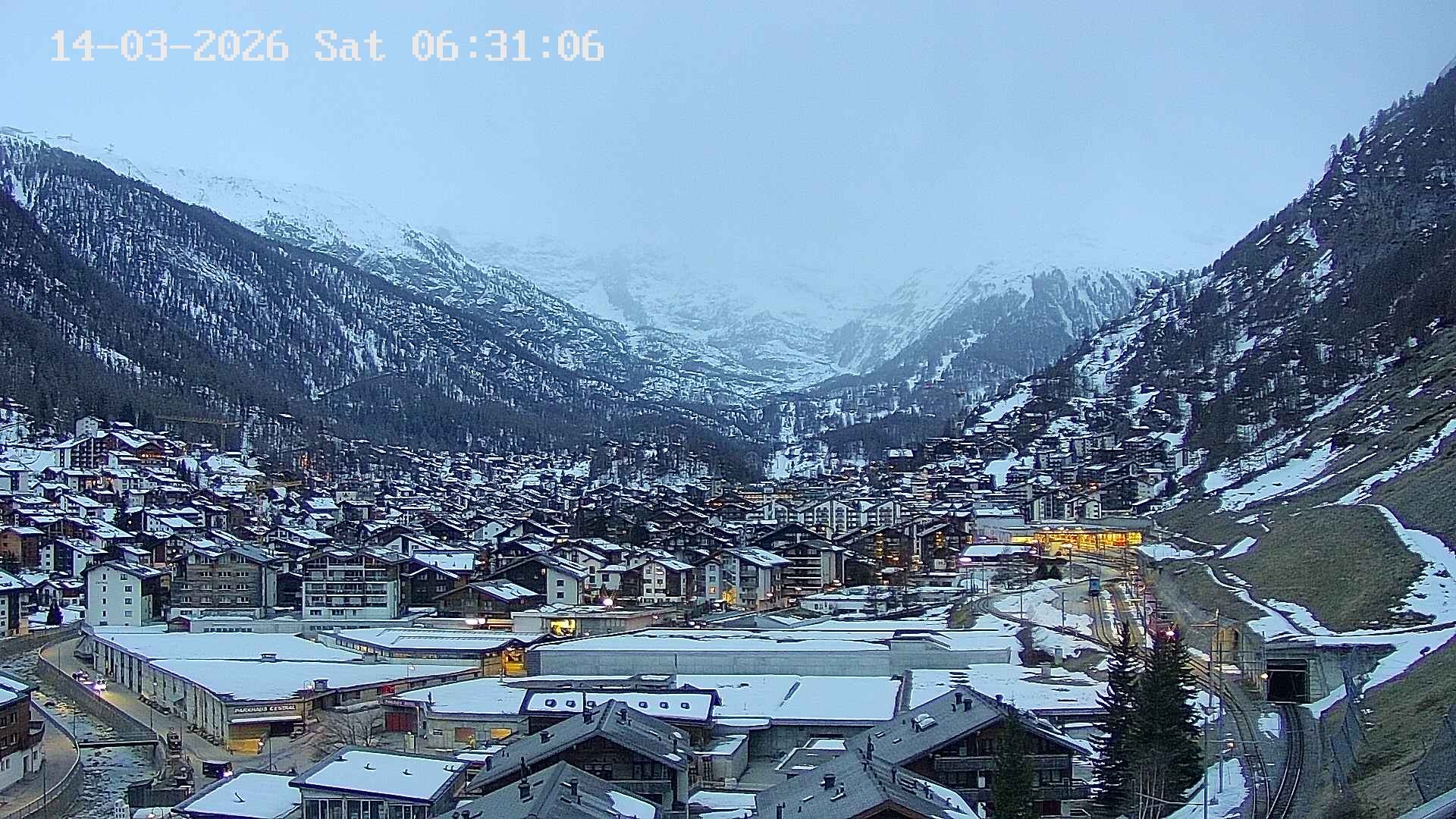 Archiv Foto Webcam Zermatt: Blick auf das Dorf