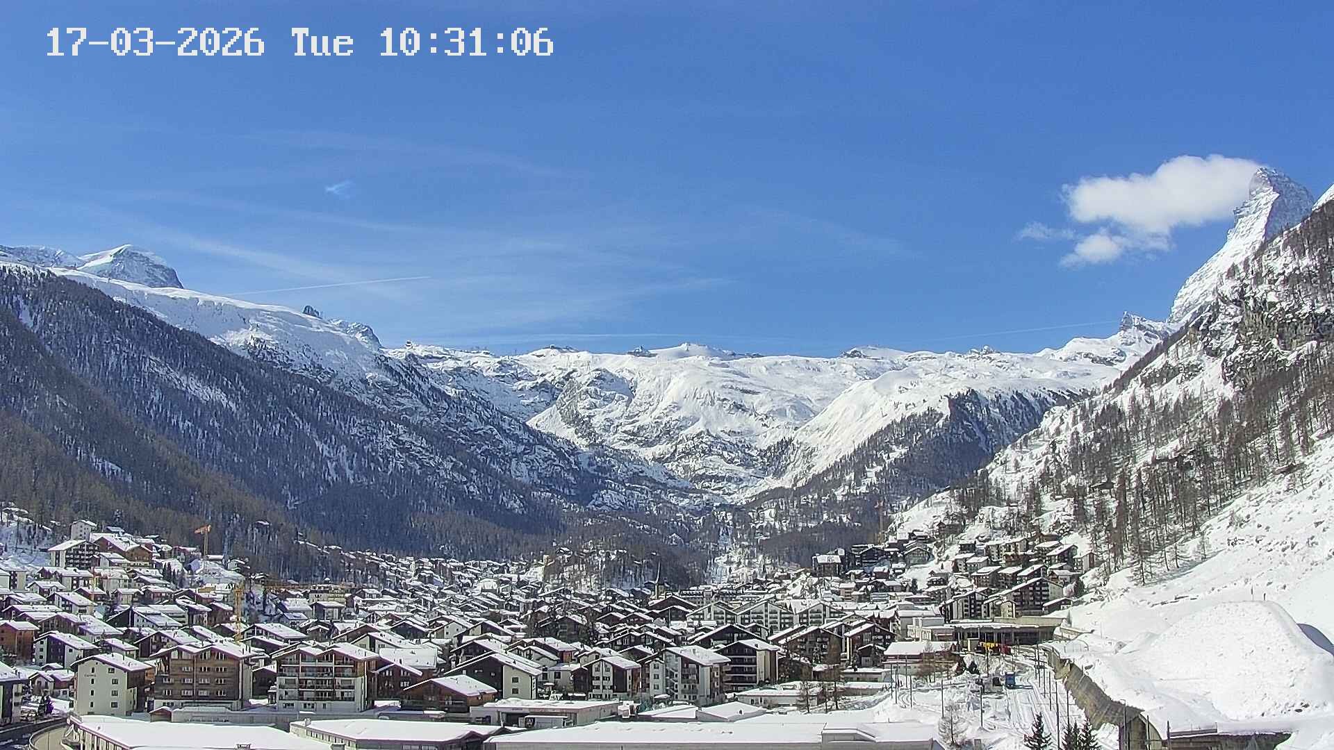 Archiv Foto Webcam Zermatt: Blick auf das Dorf