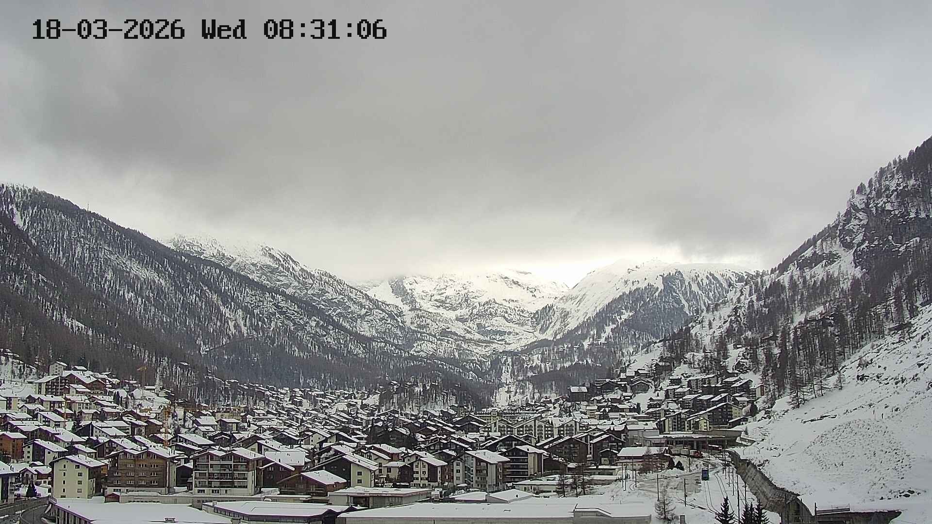 Archiv Foto Webcam Zermatt: Blick auf das Dorf