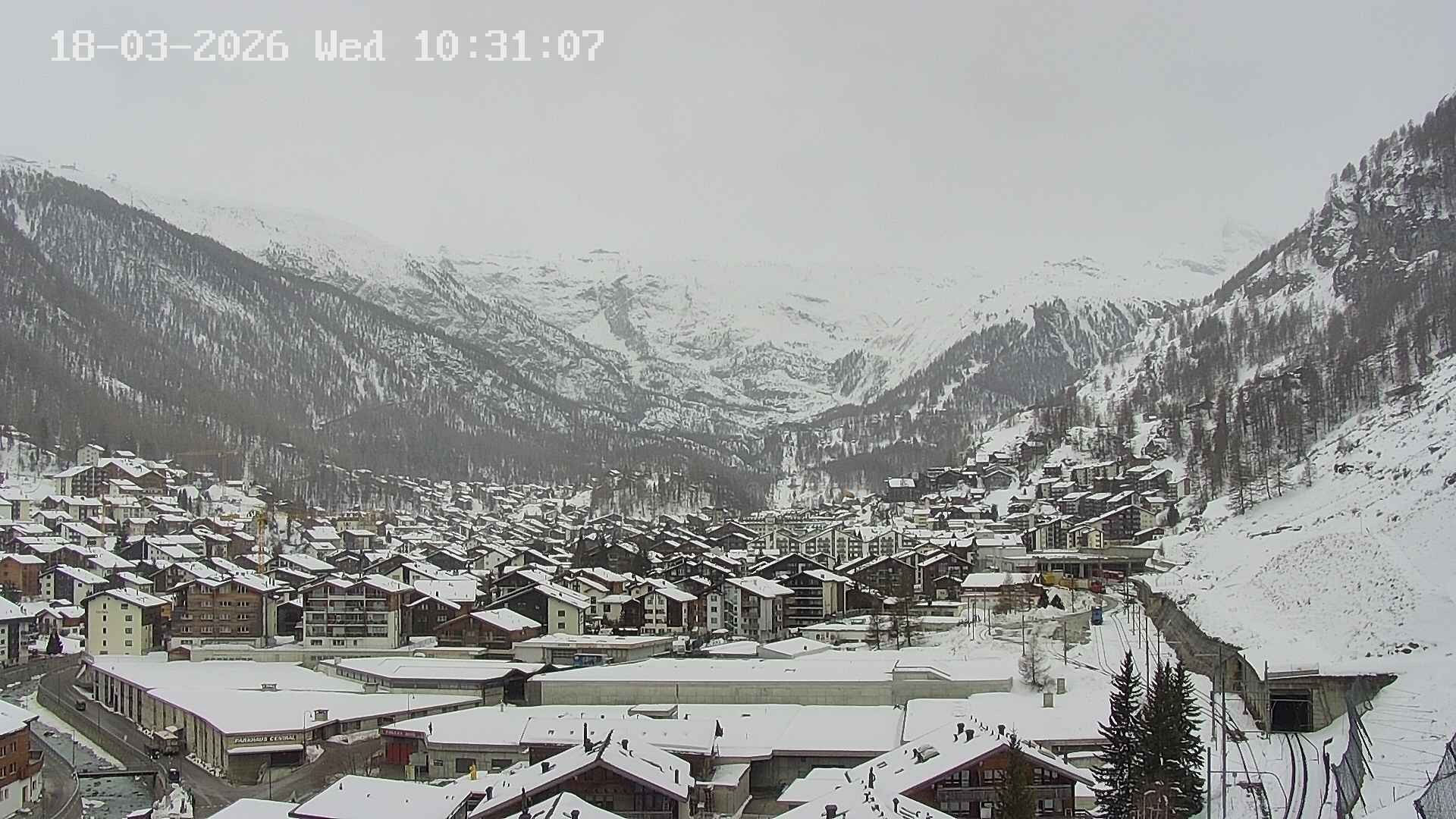 Archiv Foto Webcam Zermatt: Blick auf das Dorf
