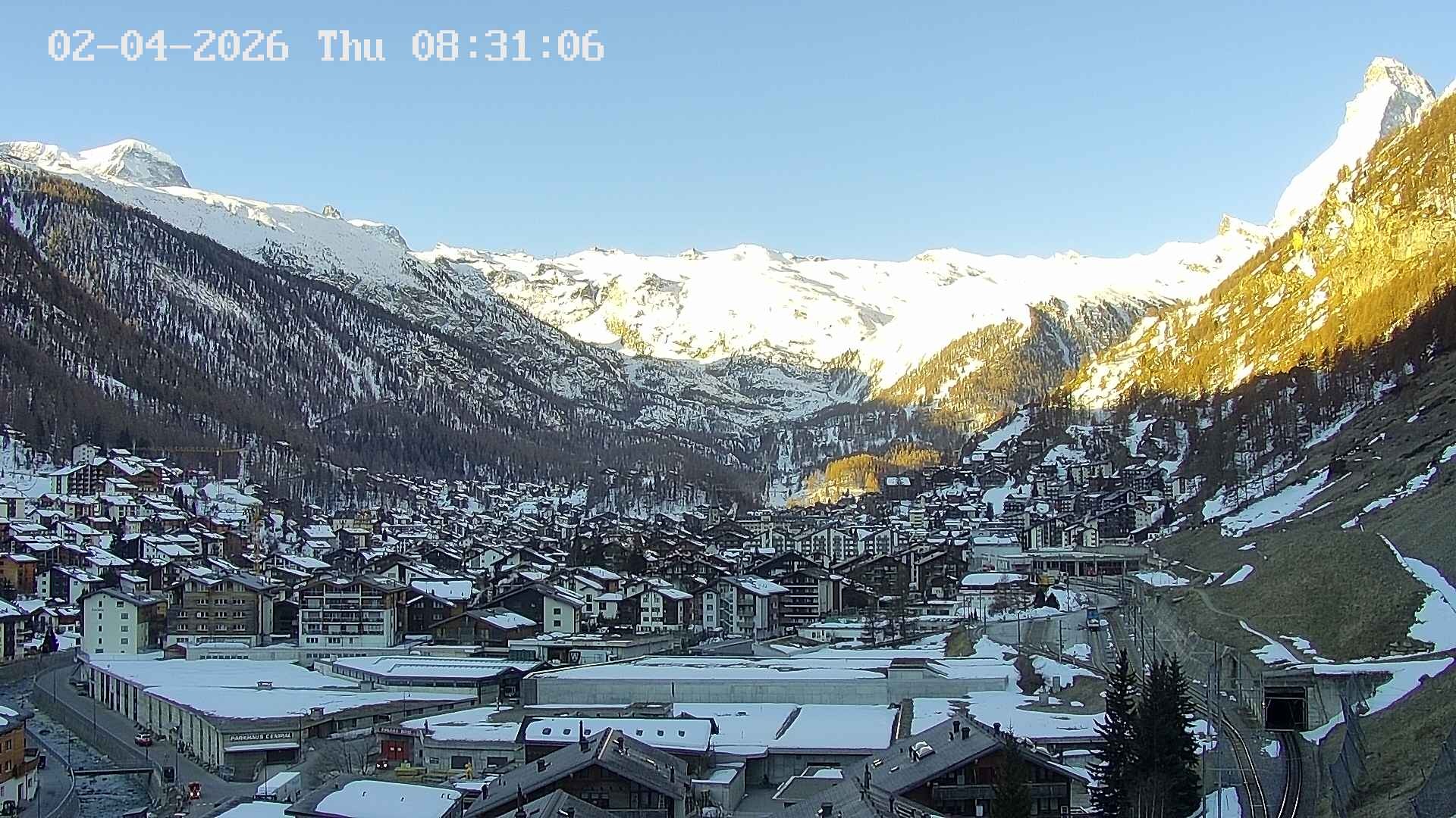 Archiv Foto Webcam Zermatt: Blick auf das Dorf