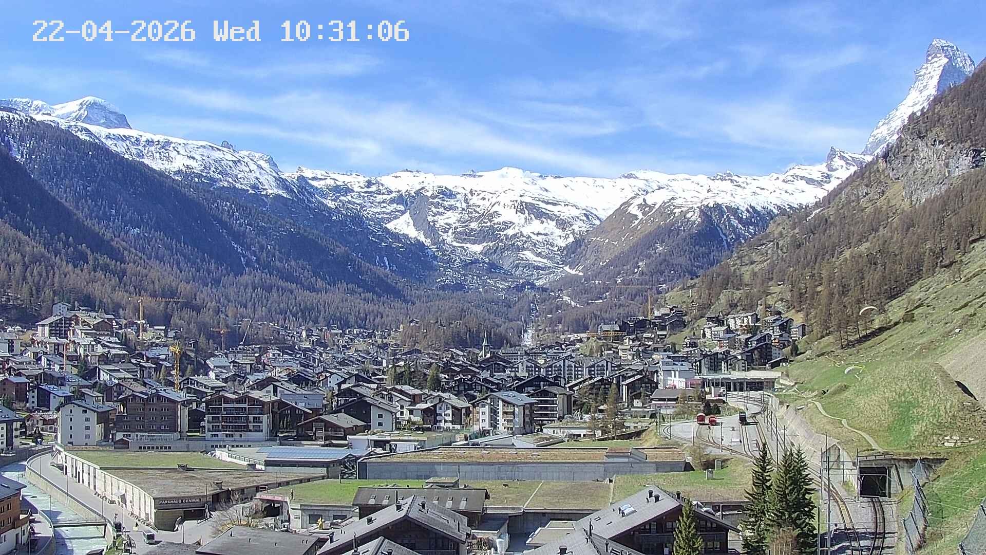 Archiv Foto Webcam Zermatt: Blick auf das Dorf