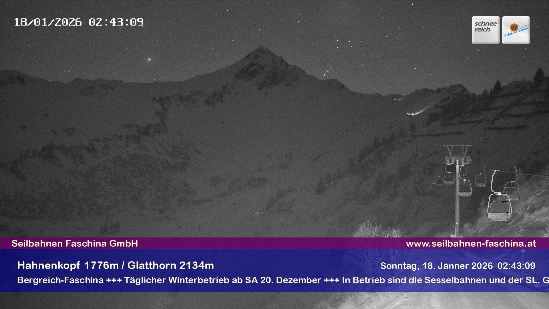 Archiv Foto Webcam Blick auf das Glatthorn, Faschina