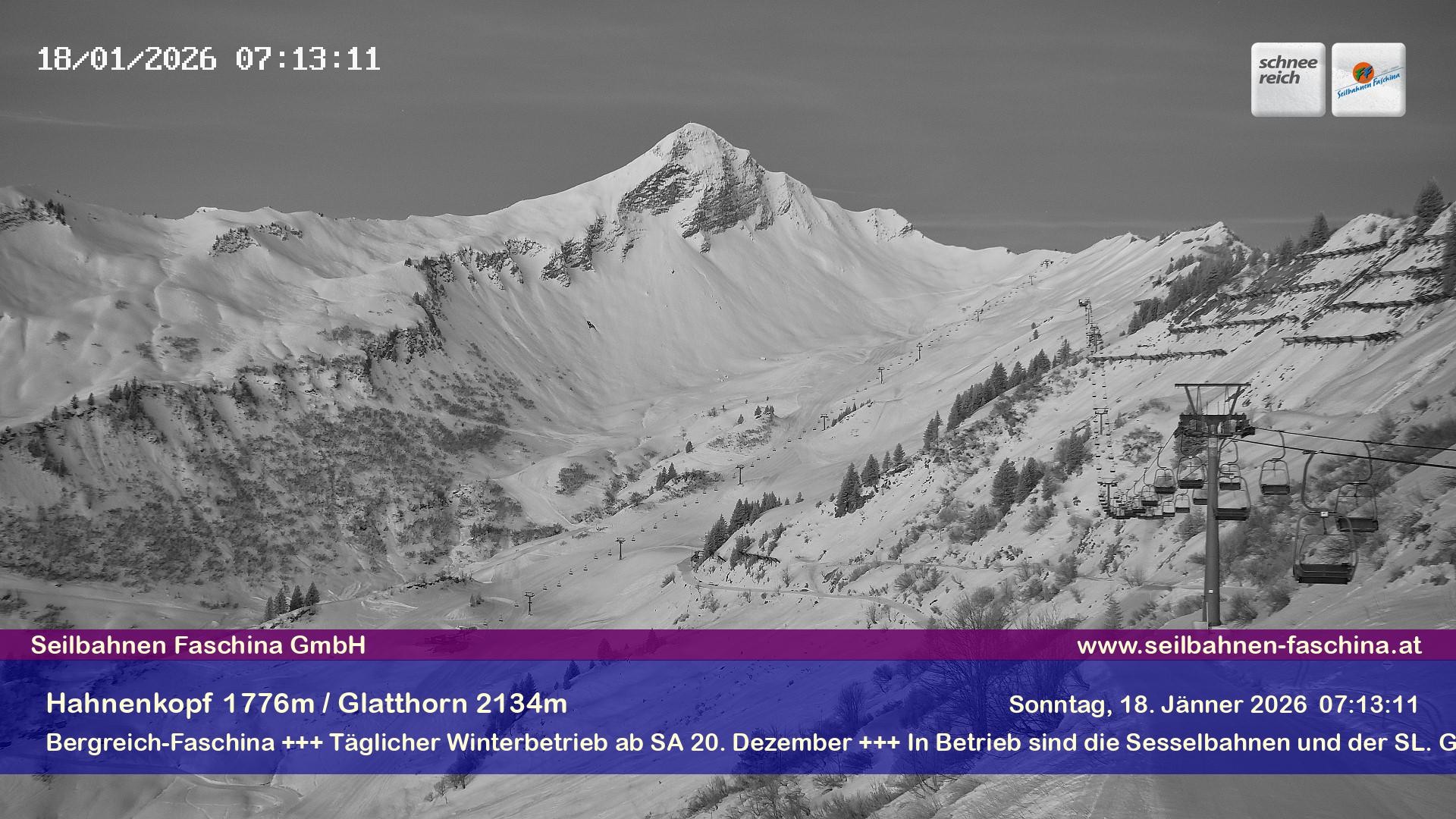 Archiv Foto Webcam Blick auf das Glatthorn, Faschina