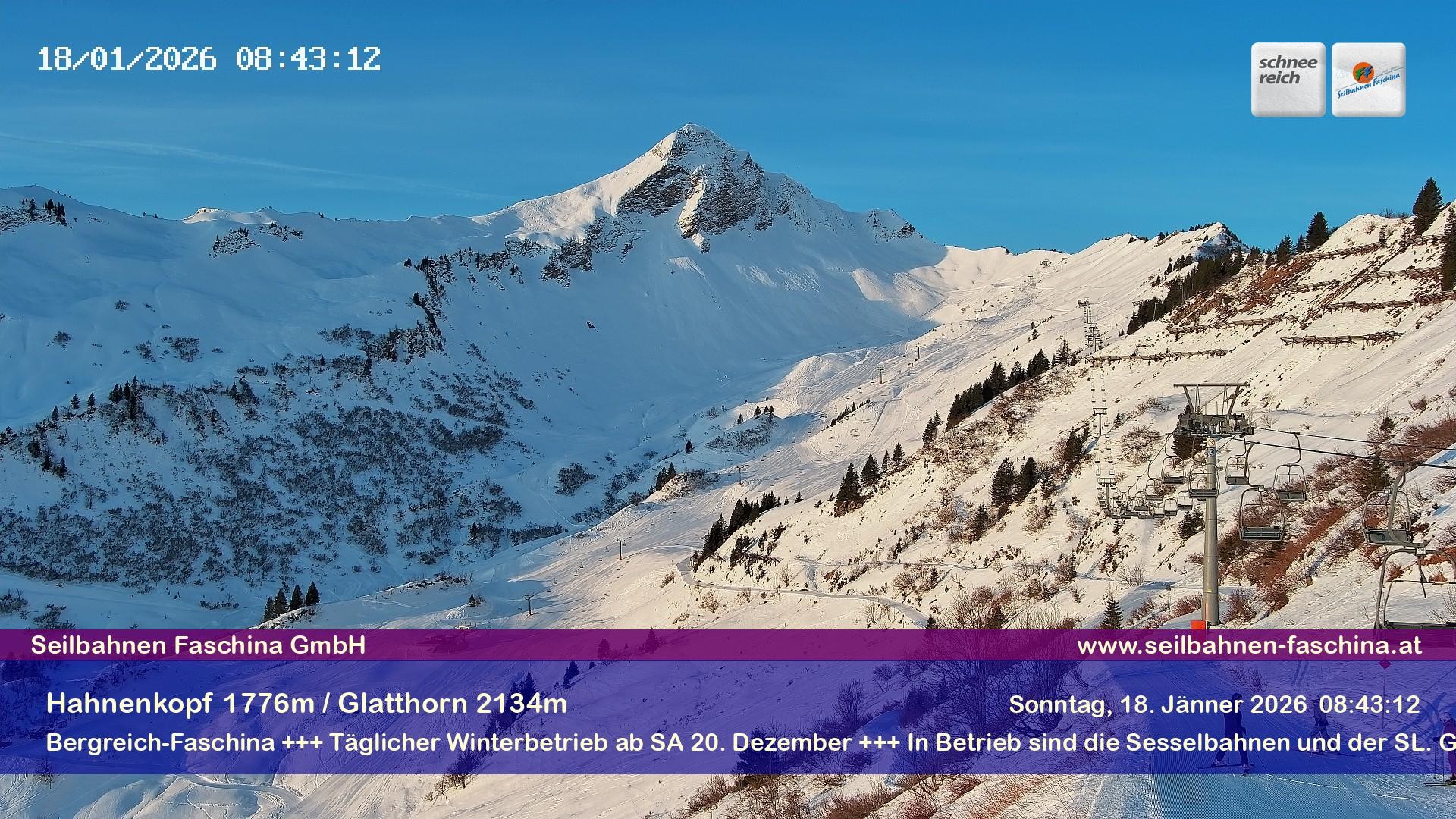 Archiv Foto Webcam Blick auf das Glatthorn, Faschina