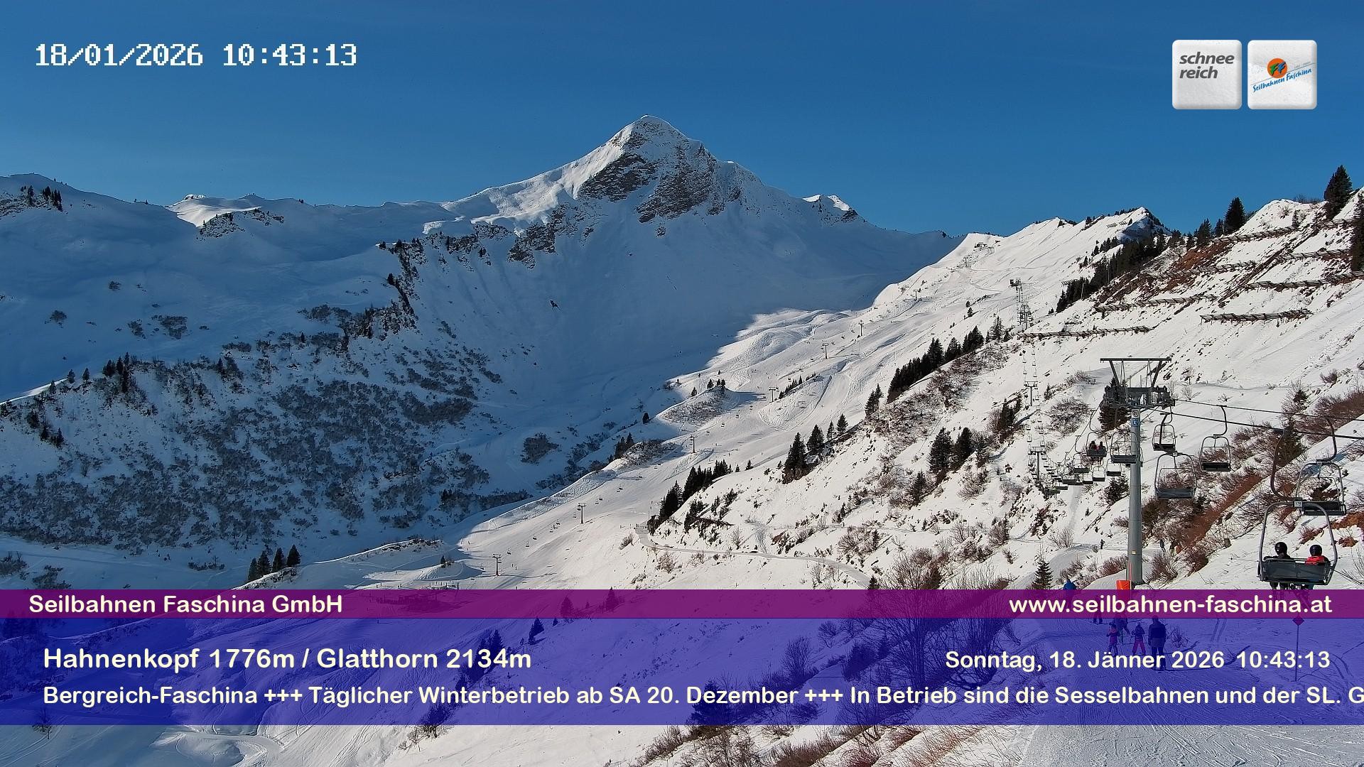 Archiv Foto Webcam Blick auf das Glatthorn, Faschina