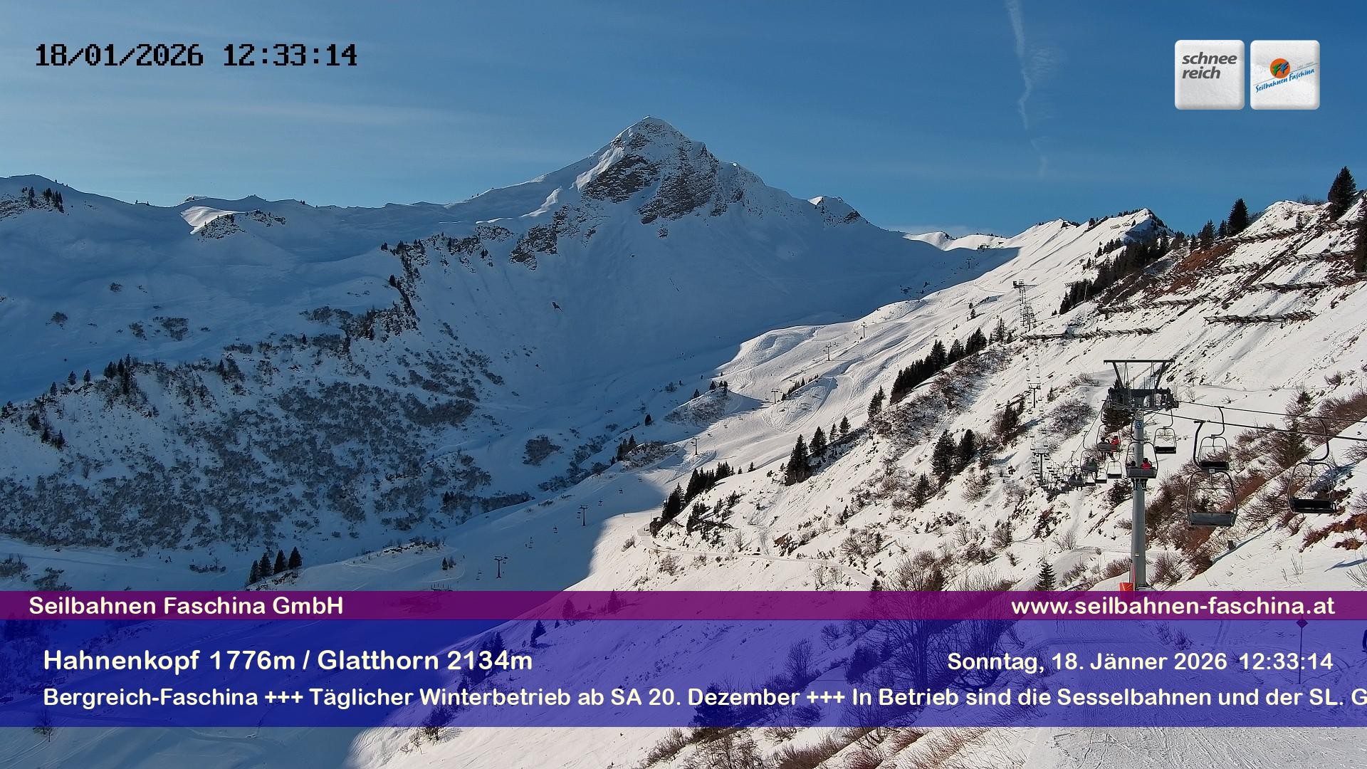 Archiv Foto Webcam Blick auf das Glatthorn, Faschina