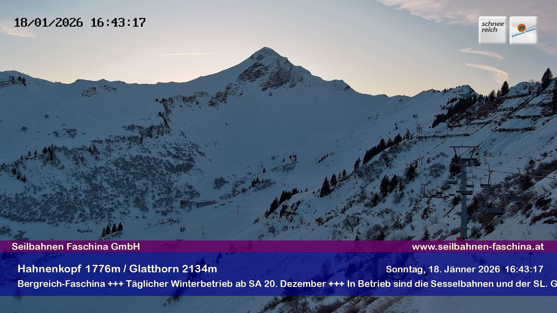 Archiv Foto Webcam Blick auf das Glatthorn, Faschina