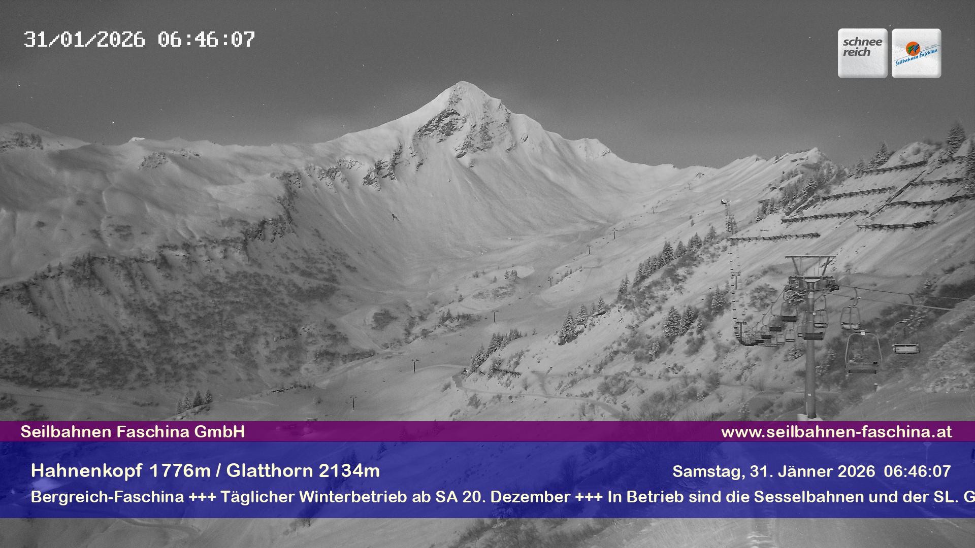 Archiv Foto Webcam Blick auf das Glatthorn, Faschina