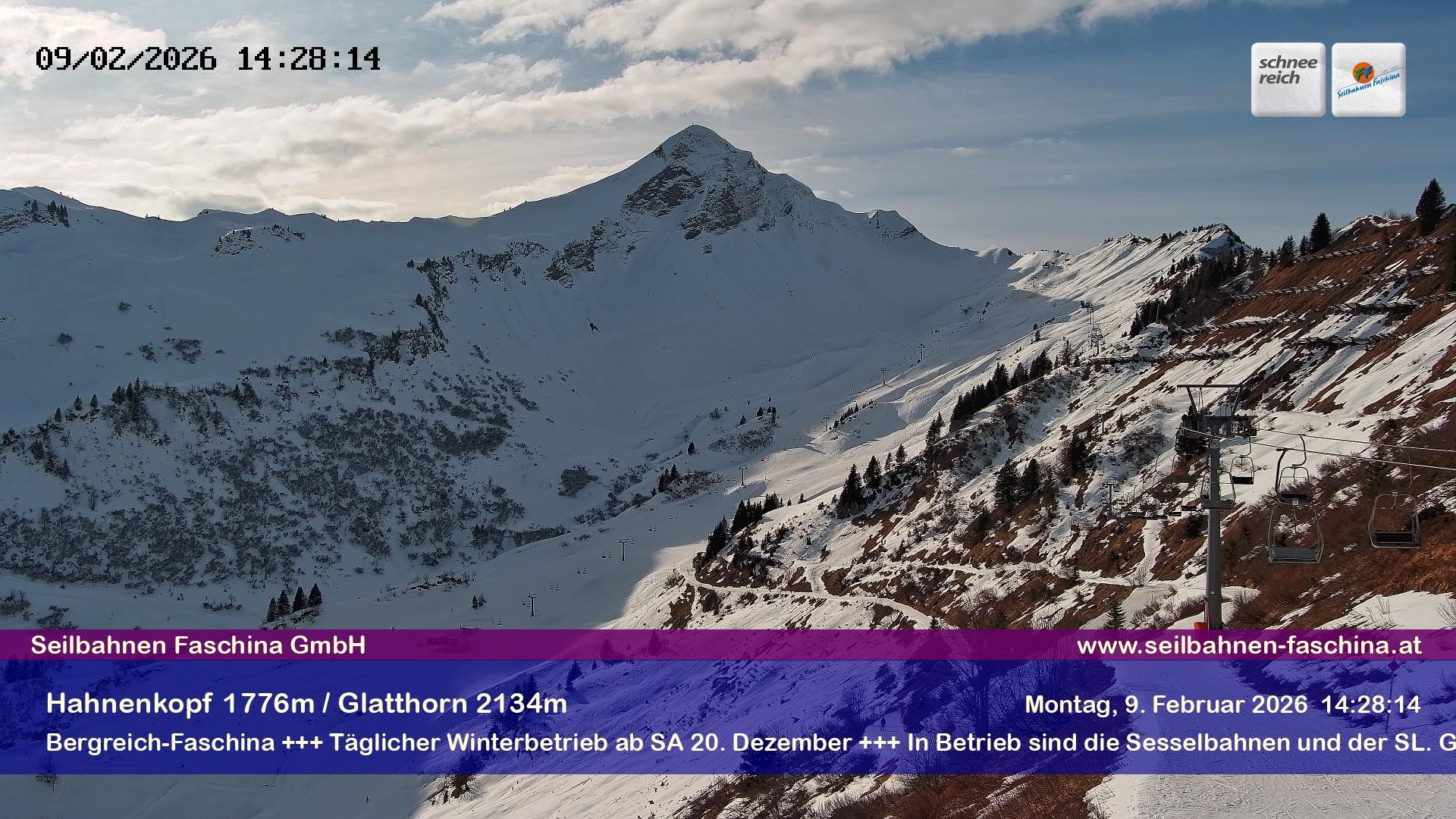Archiv Foto Webcam Blick auf das Glatthorn, Faschina