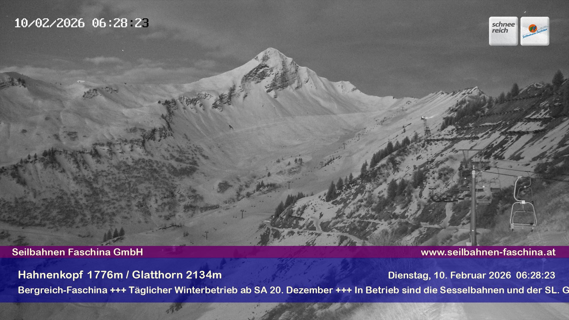 Archiv Foto Webcam Blick auf das Glatthorn, Faschina