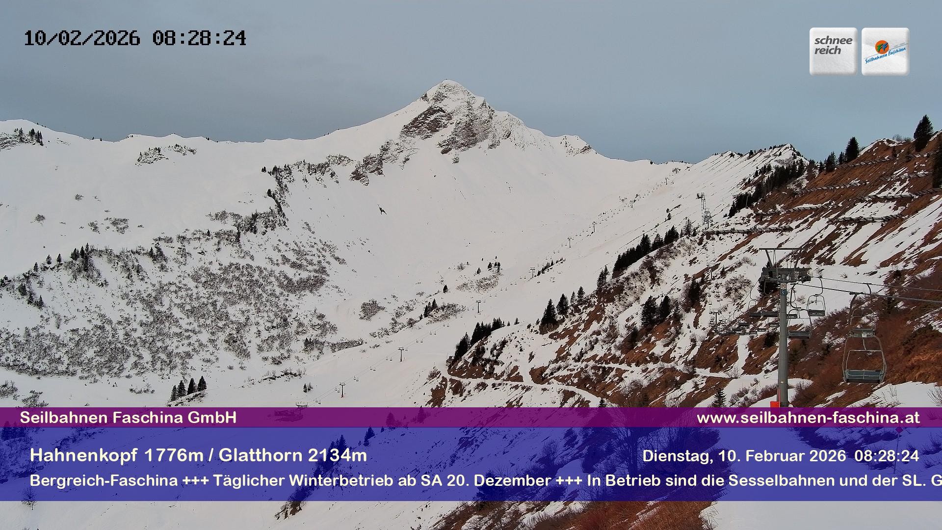 Archiv Foto Webcam Blick auf das Glatthorn, Faschina