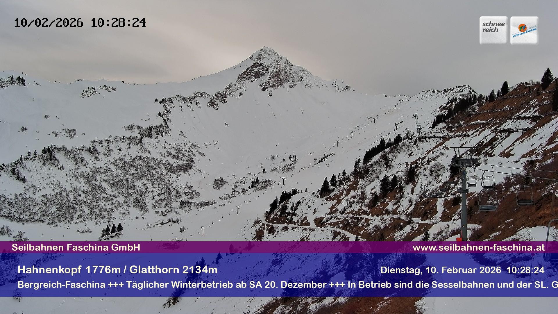 Archiv Foto Webcam Blick auf das Glatthorn, Faschina