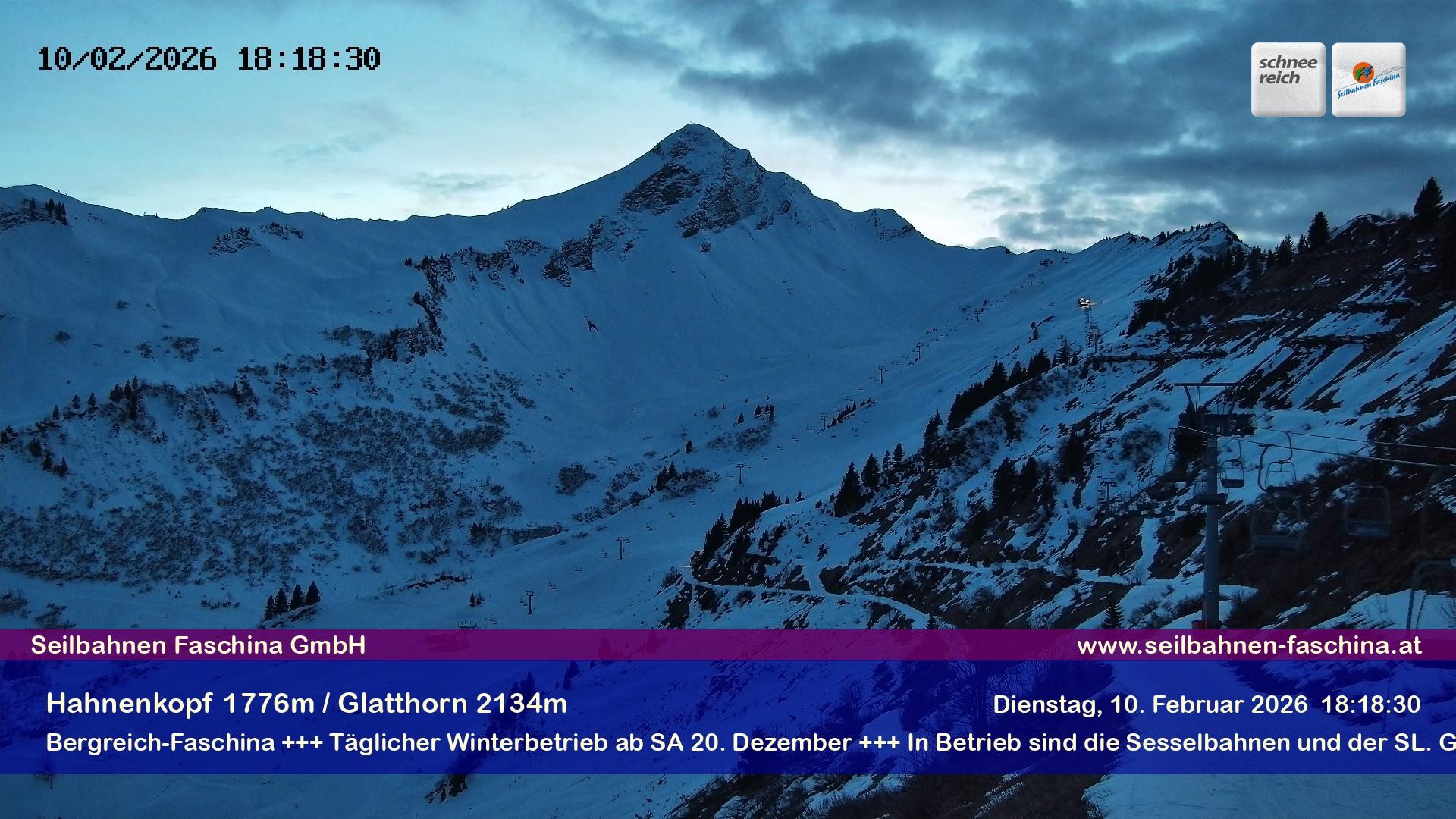 Archiv Foto Webcam Blick auf das Glatthorn, Faschina