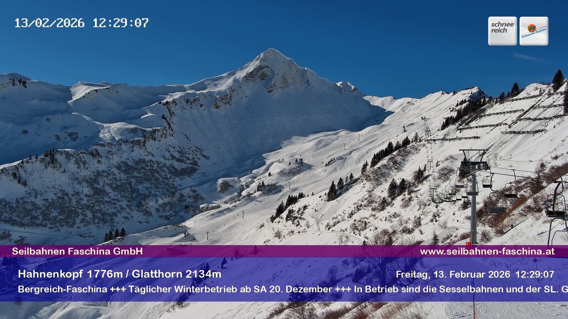 Archiv Foto Webcam Blick auf das Glatthorn, Faschina