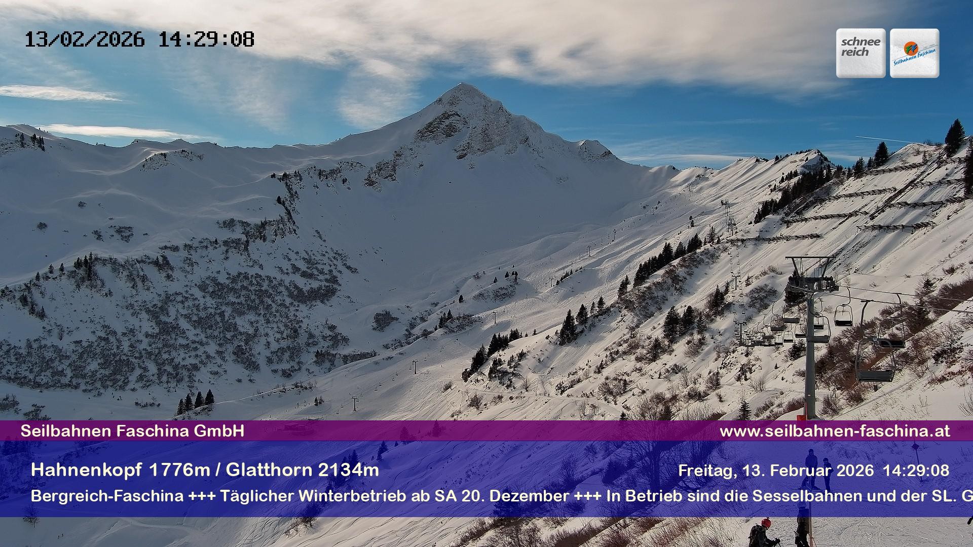 Archiv Foto Webcam Blick auf das Glatthorn, Faschina