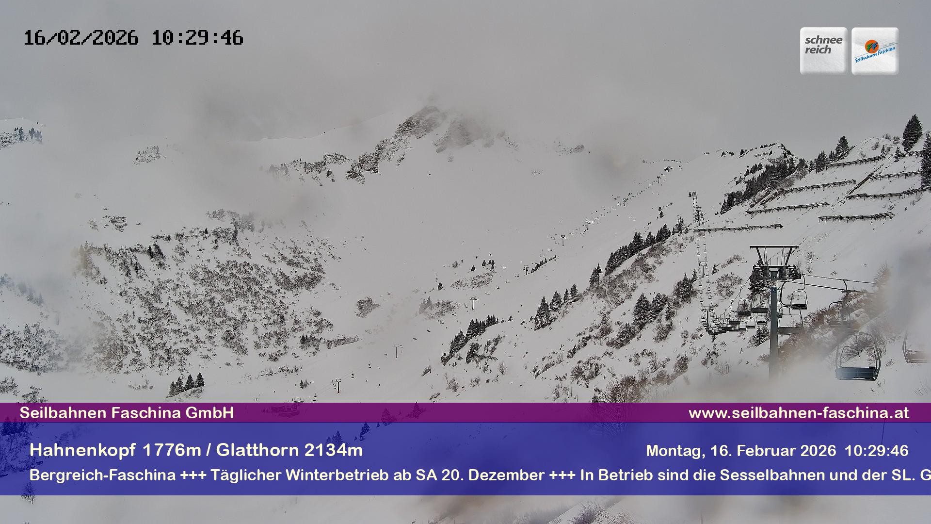 Archiv Foto Webcam Blick auf das Glatthorn, Faschina