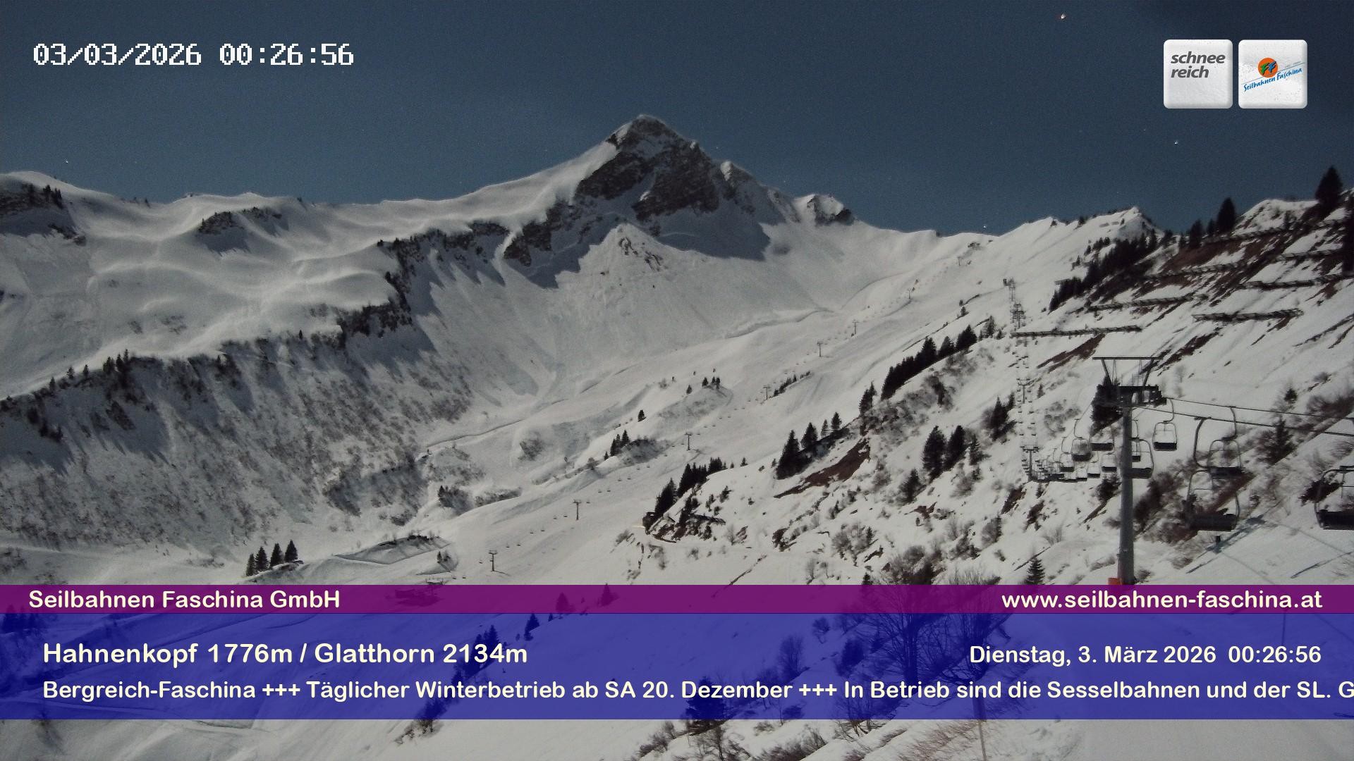 Archiv Foto Webcam Blick auf das Glatthorn, Faschina