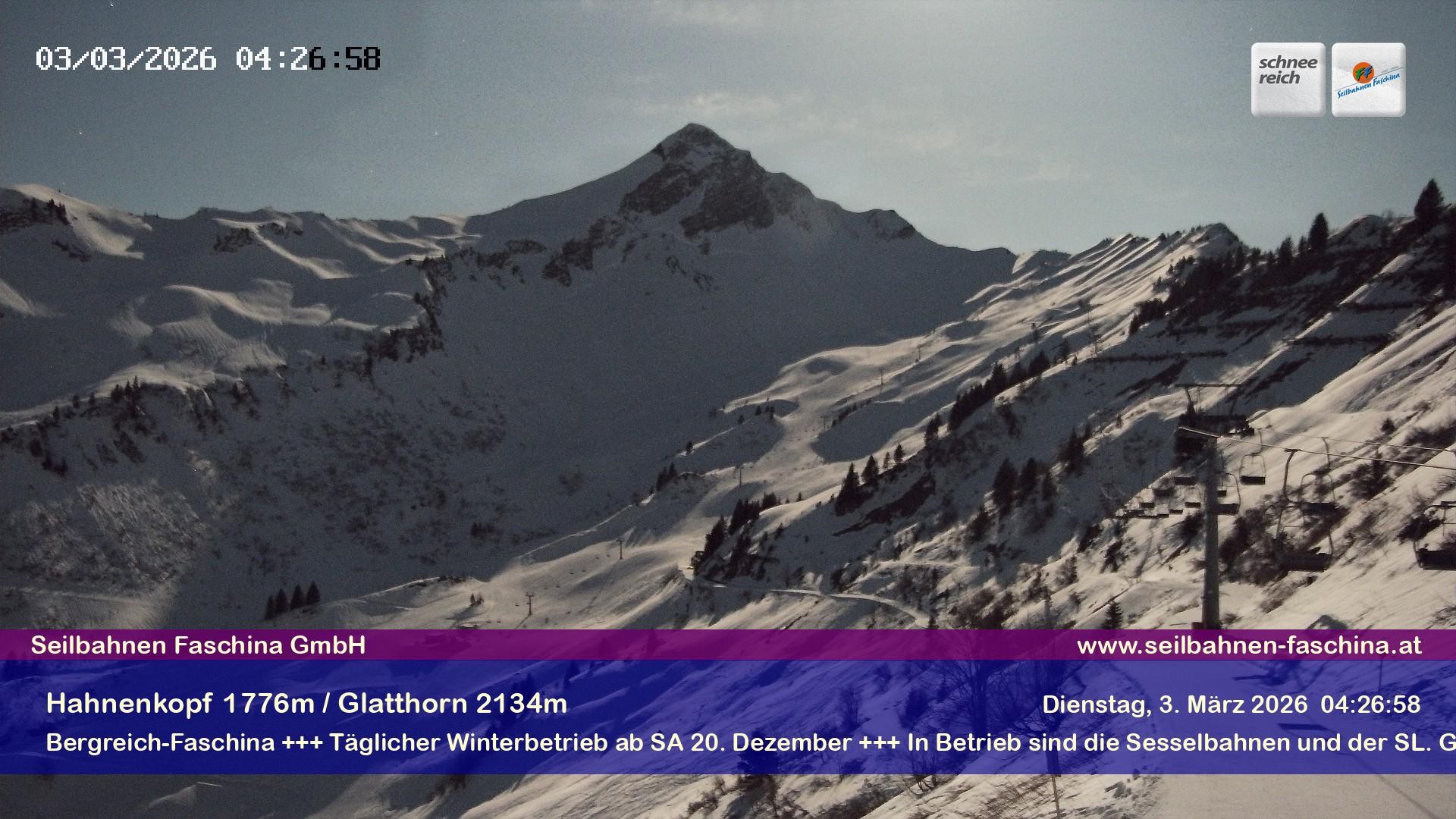 Archiv Foto Webcam Blick auf das Glatthorn, Faschina