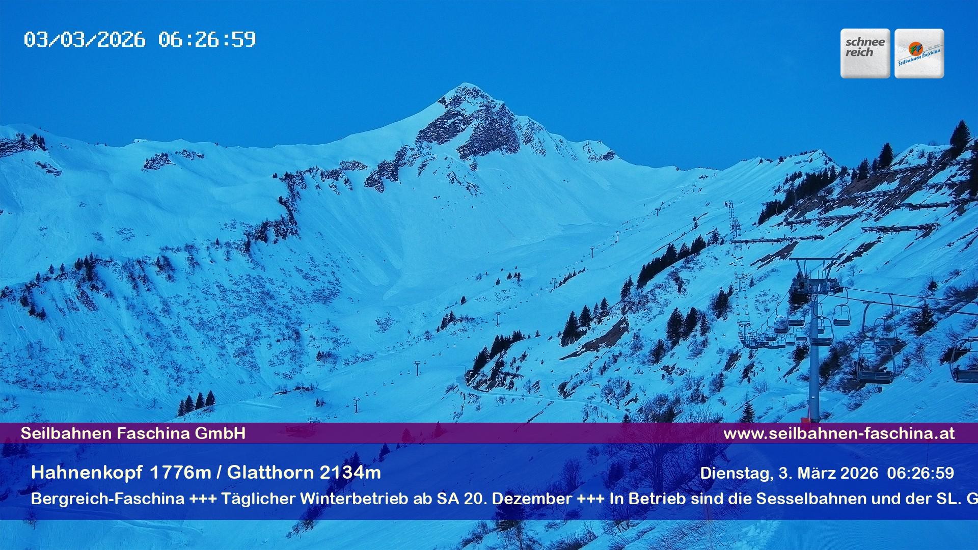 Archiv Foto Webcam Blick auf das Glatthorn, Faschina