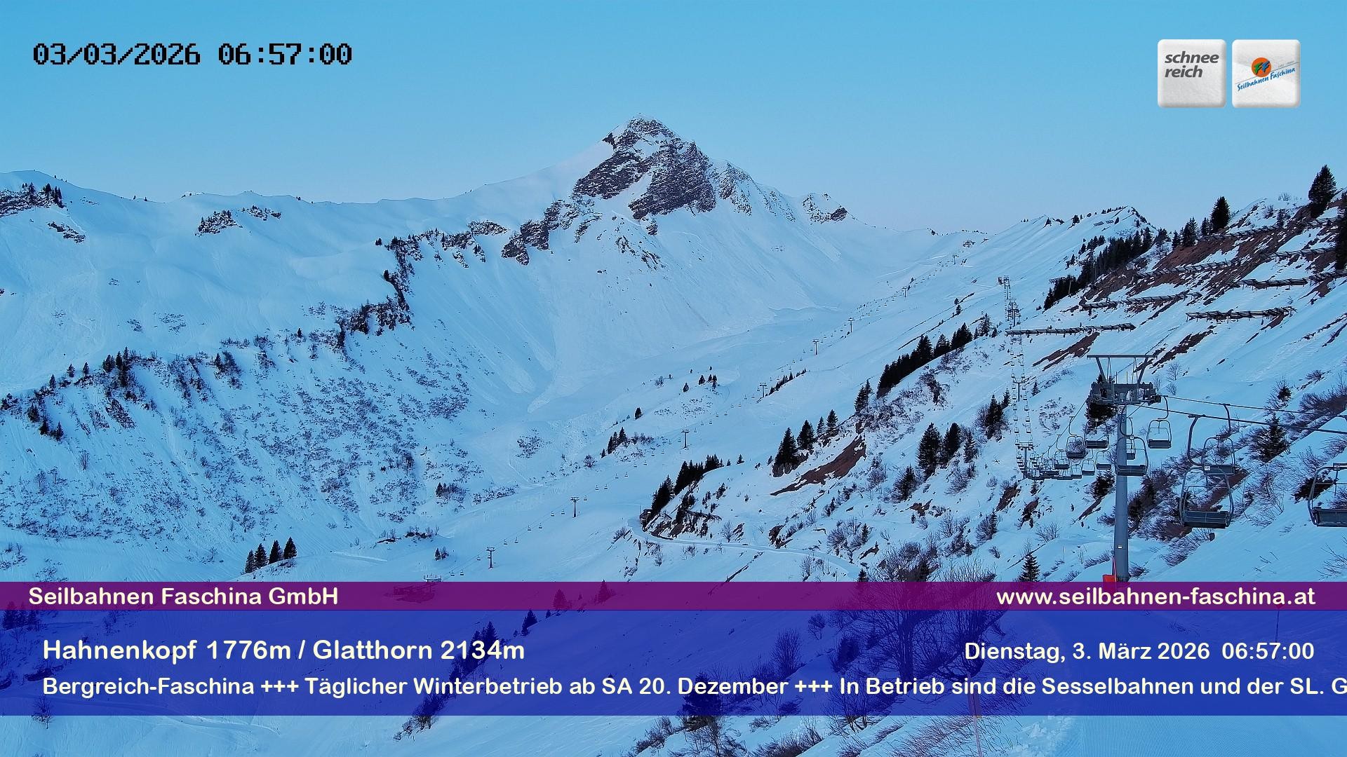 Archiv Foto Webcam Blick auf das Glatthorn, Faschina