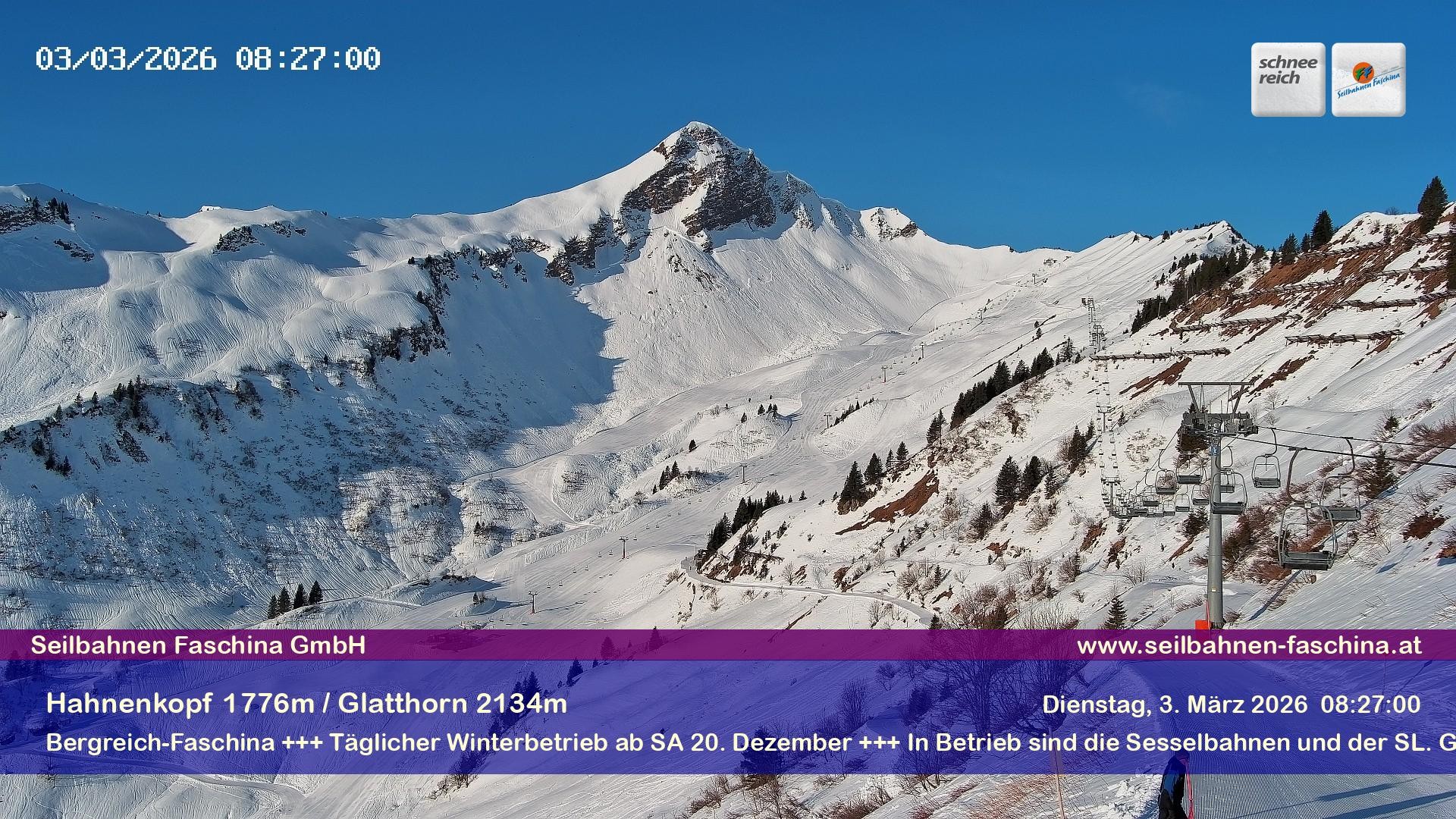 Archiv Foto Webcam Blick auf das Glatthorn, Faschina