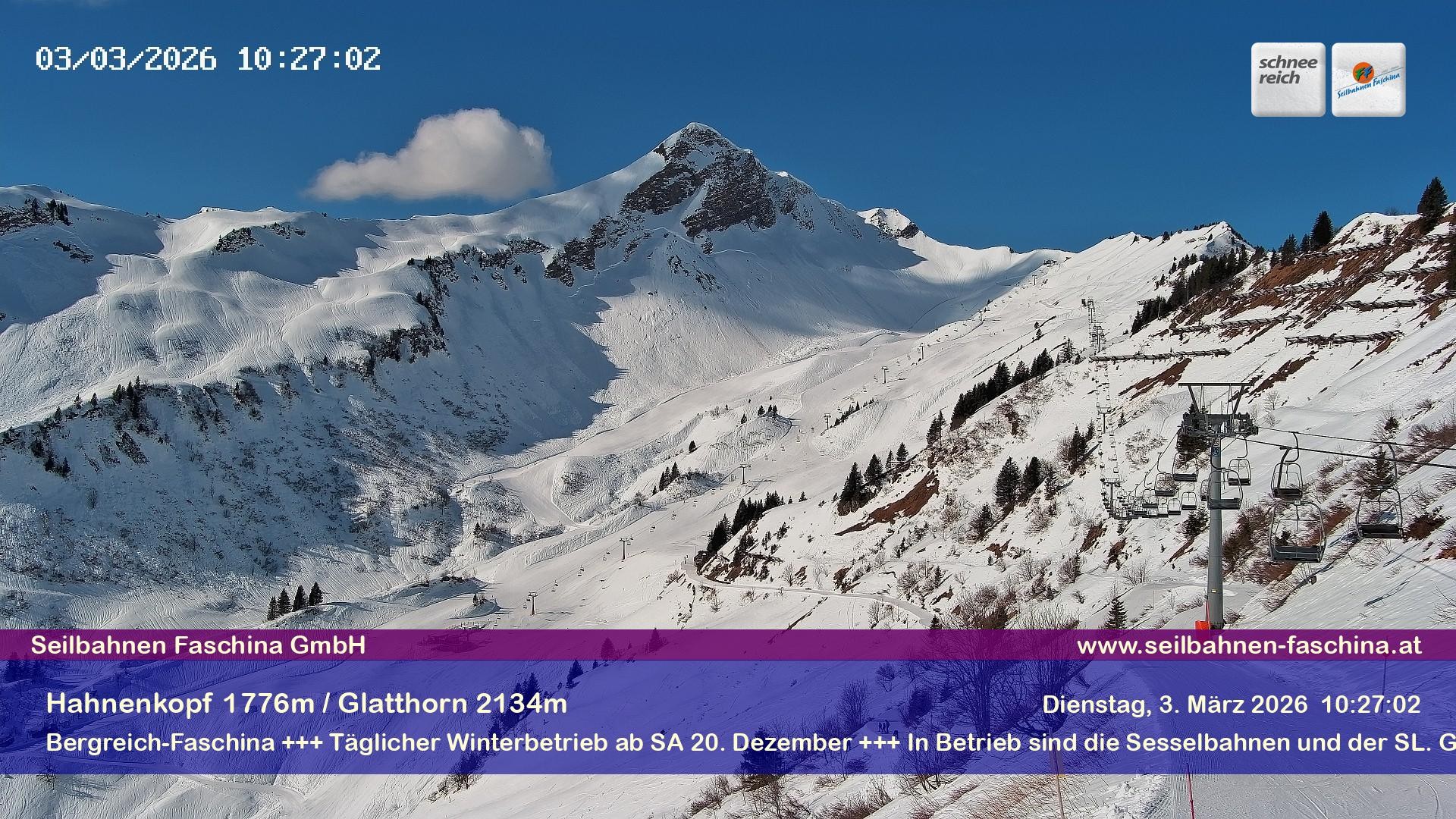 Archiv Foto Webcam Blick auf das Glatthorn, Faschina