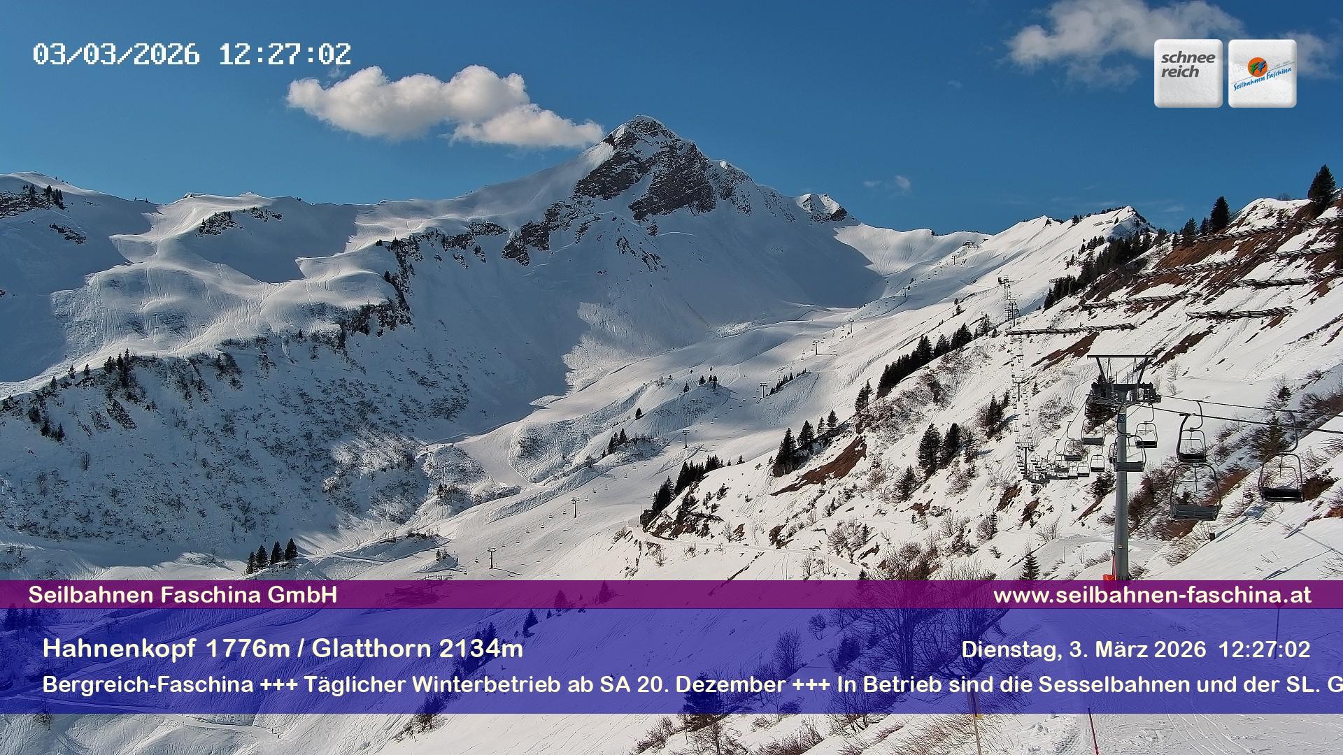 Archiv Foto Webcam Blick auf das Glatthorn, Faschina