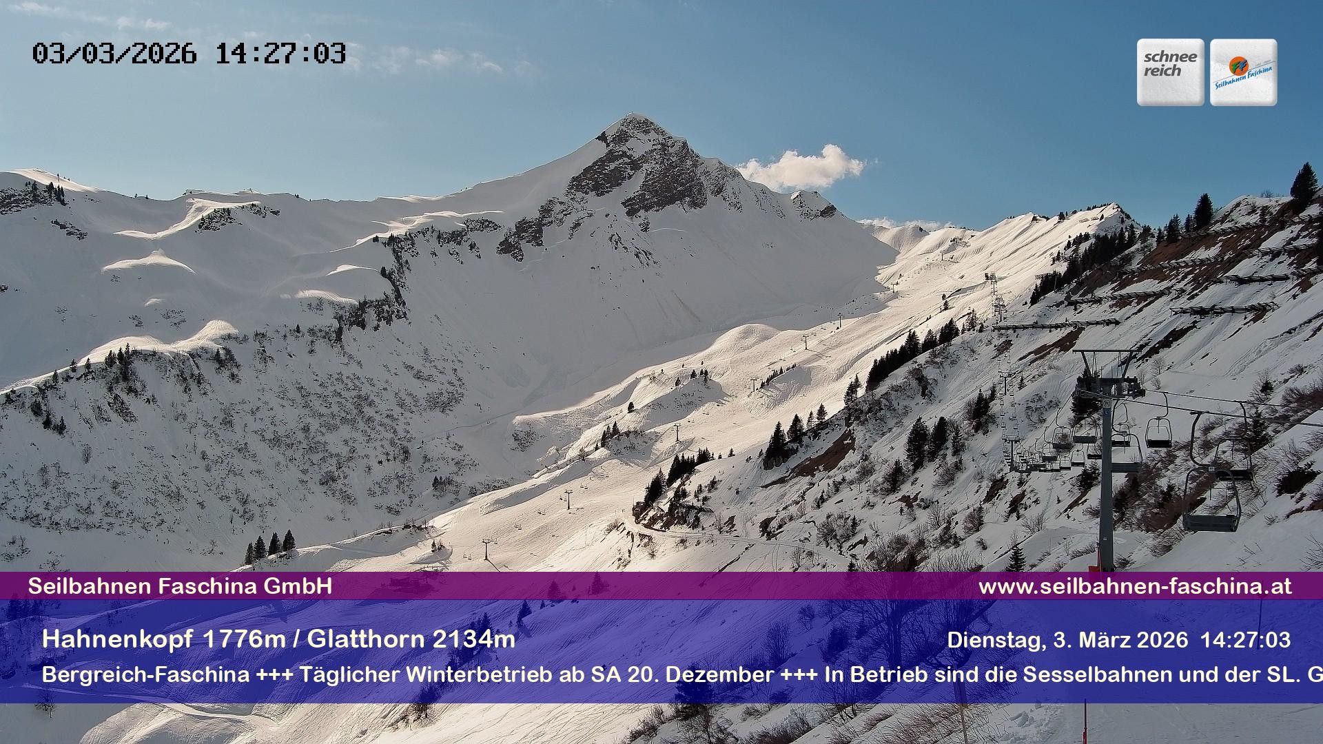 Archiv Foto Webcam Blick auf das Glatthorn, Faschina